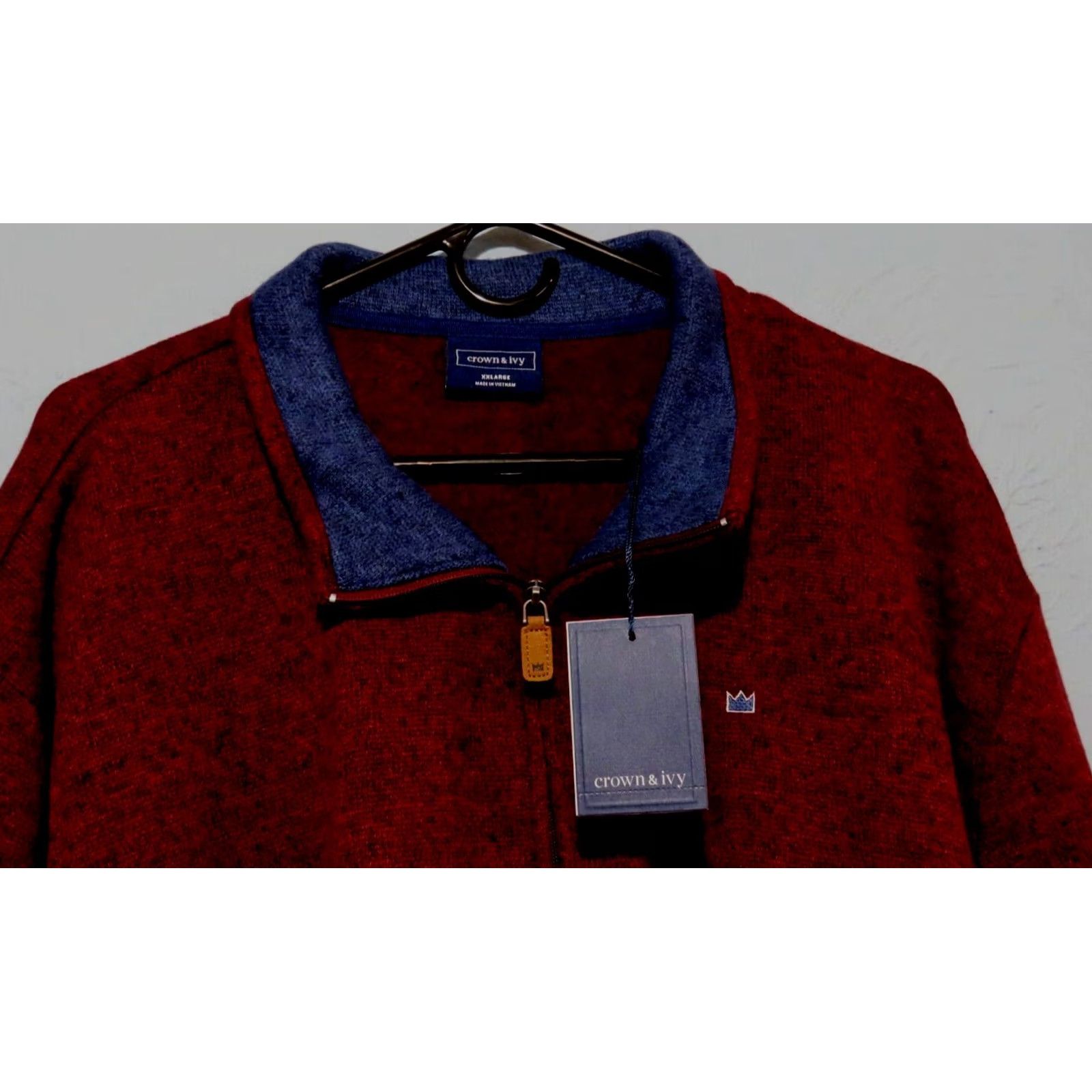 Vintage Crown & Ivy Men's 2XL Red Mock Neck 1/4 Zip Sweater NWT Christmas Winter Classic Pullover Knit Shirt Size US XXL / EU 58 / 5 - 3 Thumbnail