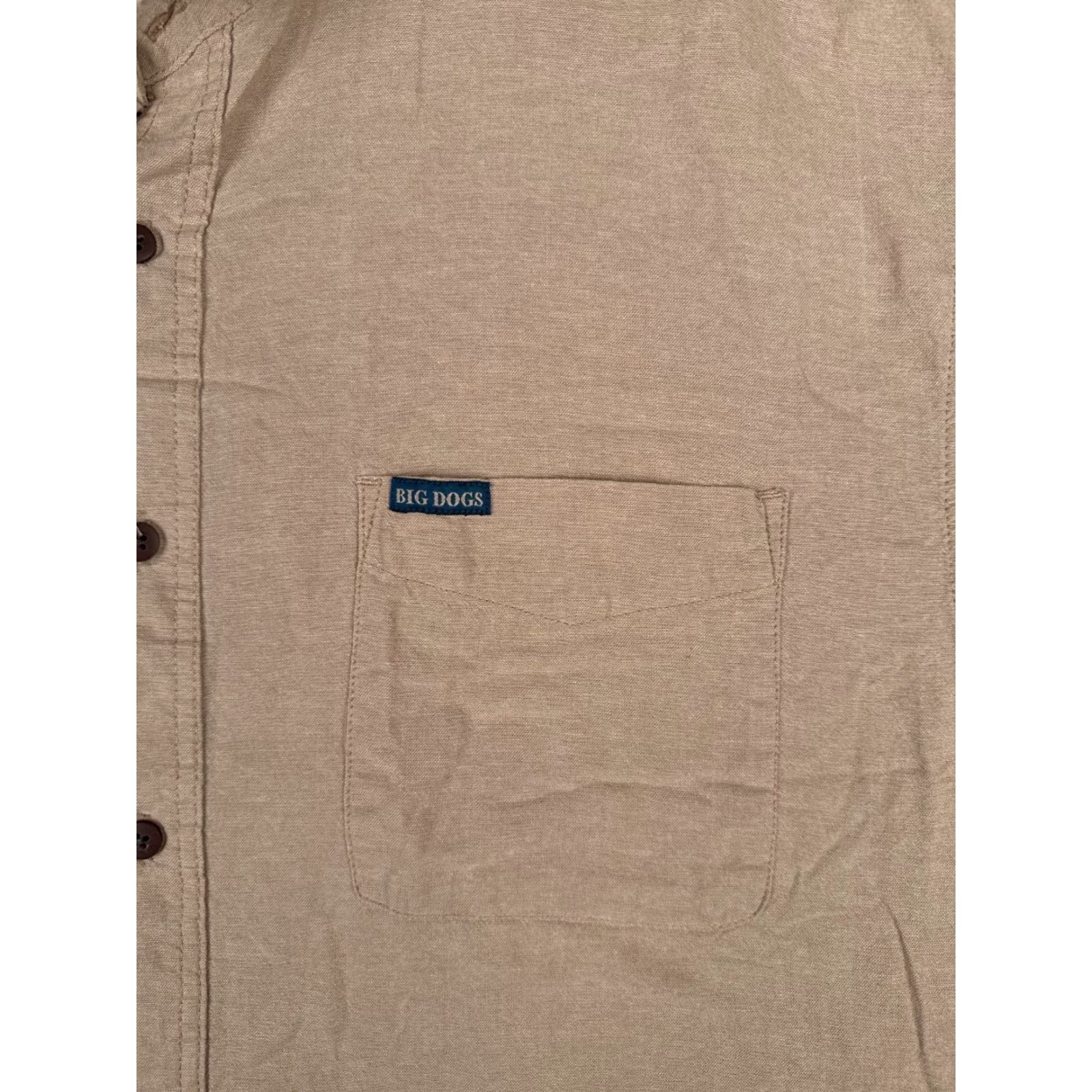 Big Dogs Big Dogs Shirt Adult 2XL XXL Beige Button Up Short Sleeve Pocket 100% Cotton Size US L / EU 52-54 / 3 - 6 Thumbnail