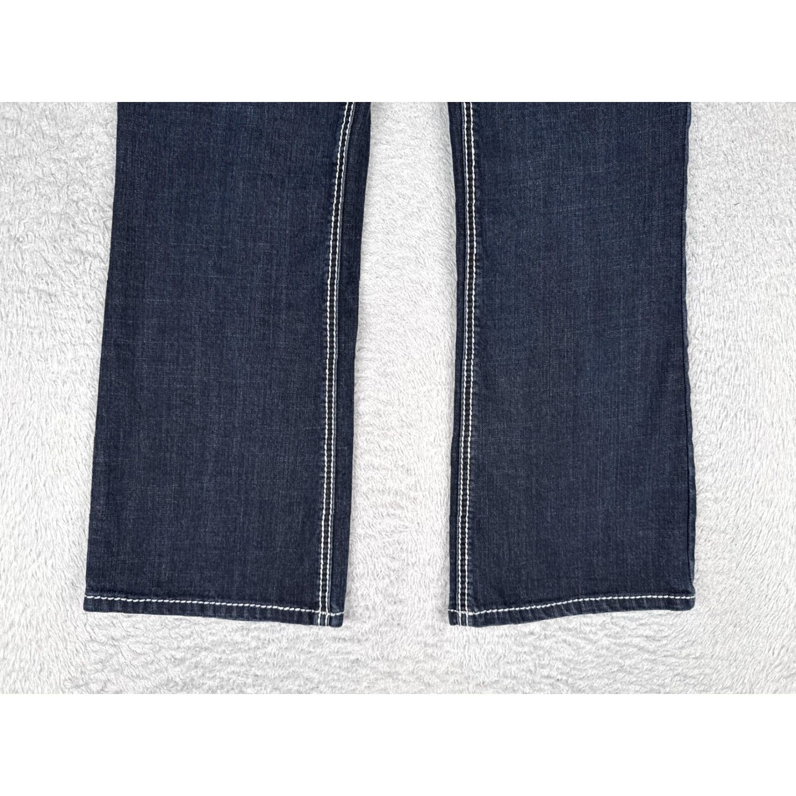 Vintage Blue Asphalt Jeans Bootcut Juniors 13 Dark Wash Low Rise 32x27 Denim Stretch 5-Pocket Womens Girls (063) Size 34" / US 12 / IT 48 - 2 Thumbnail