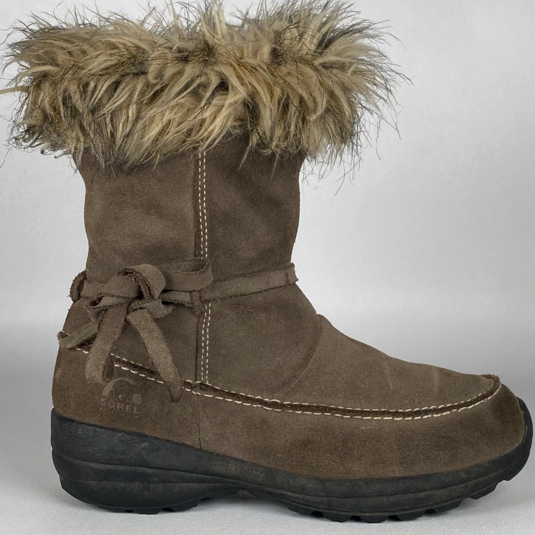SOREL SOREL Northern Lite Tall Boots Women Brown Suede Leather Faux Fur Winter Boots Mid-Calf Size US 7 / IT 37 - 3 Thumbnail