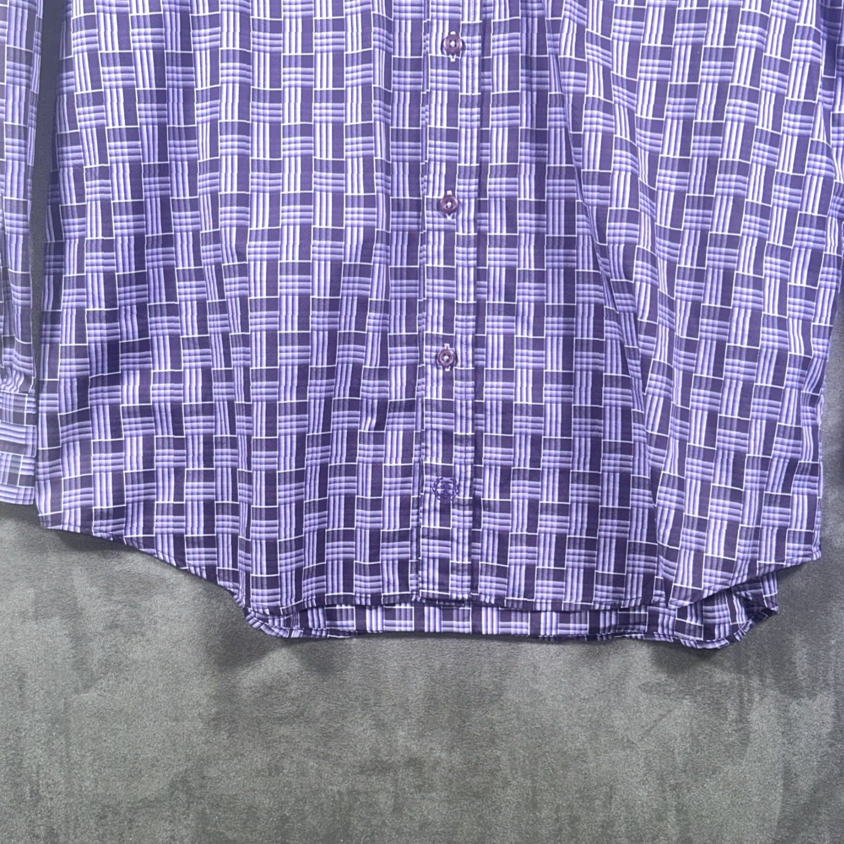 BUGATCHI Bugatchi Uomo Shirt XL Purple Cotton Long Sleeve Button-Up Flip Cuff Geometric Mens Size US XL / EU 56 / 4 - 6 Thumbnail
