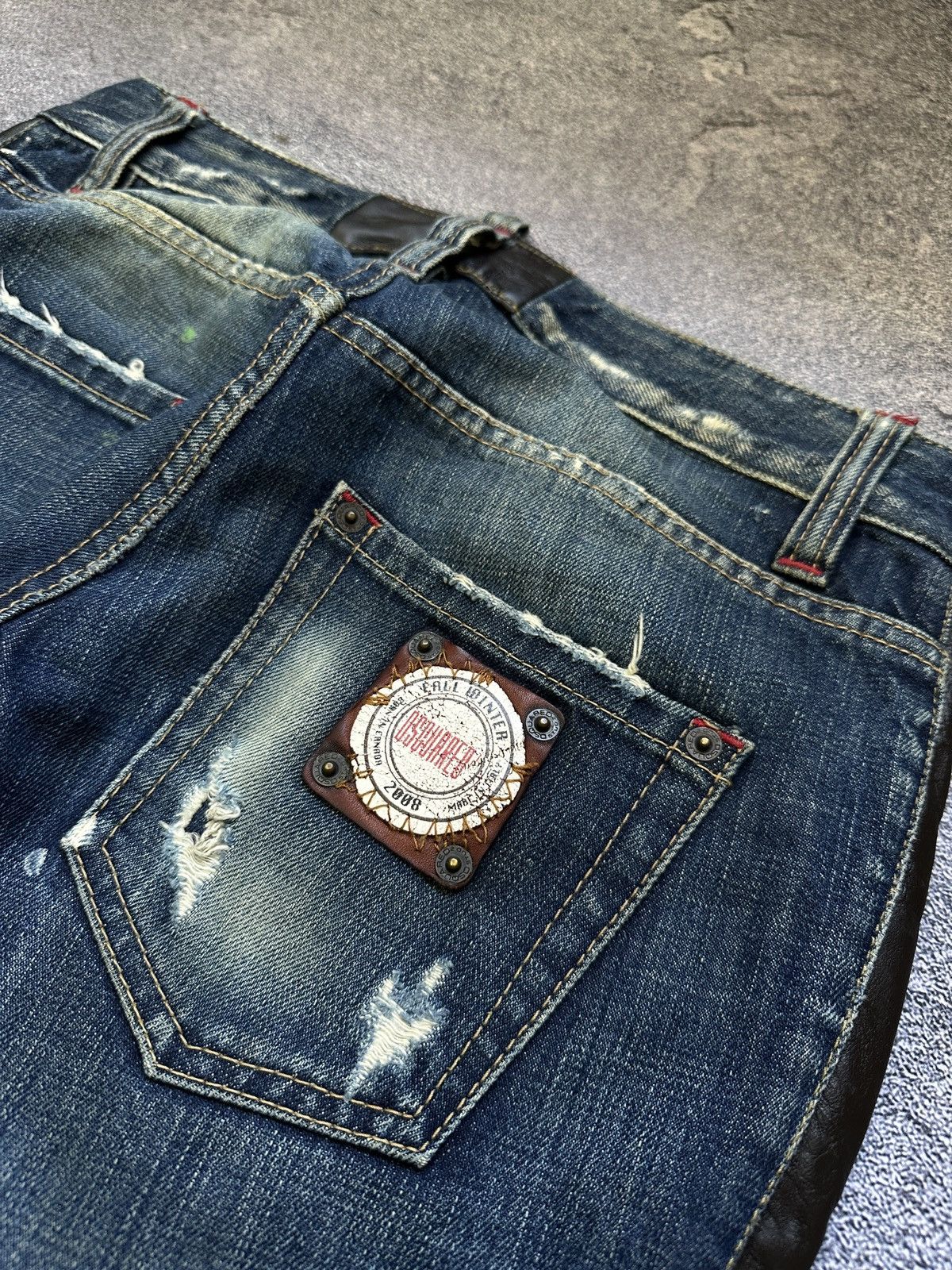 Dsquared2 Vtg Dsquared2 Distressed Leather Inserts Denim Size 38 IT Size 26" / US 2 / IT 38 - 5 Thumbnail