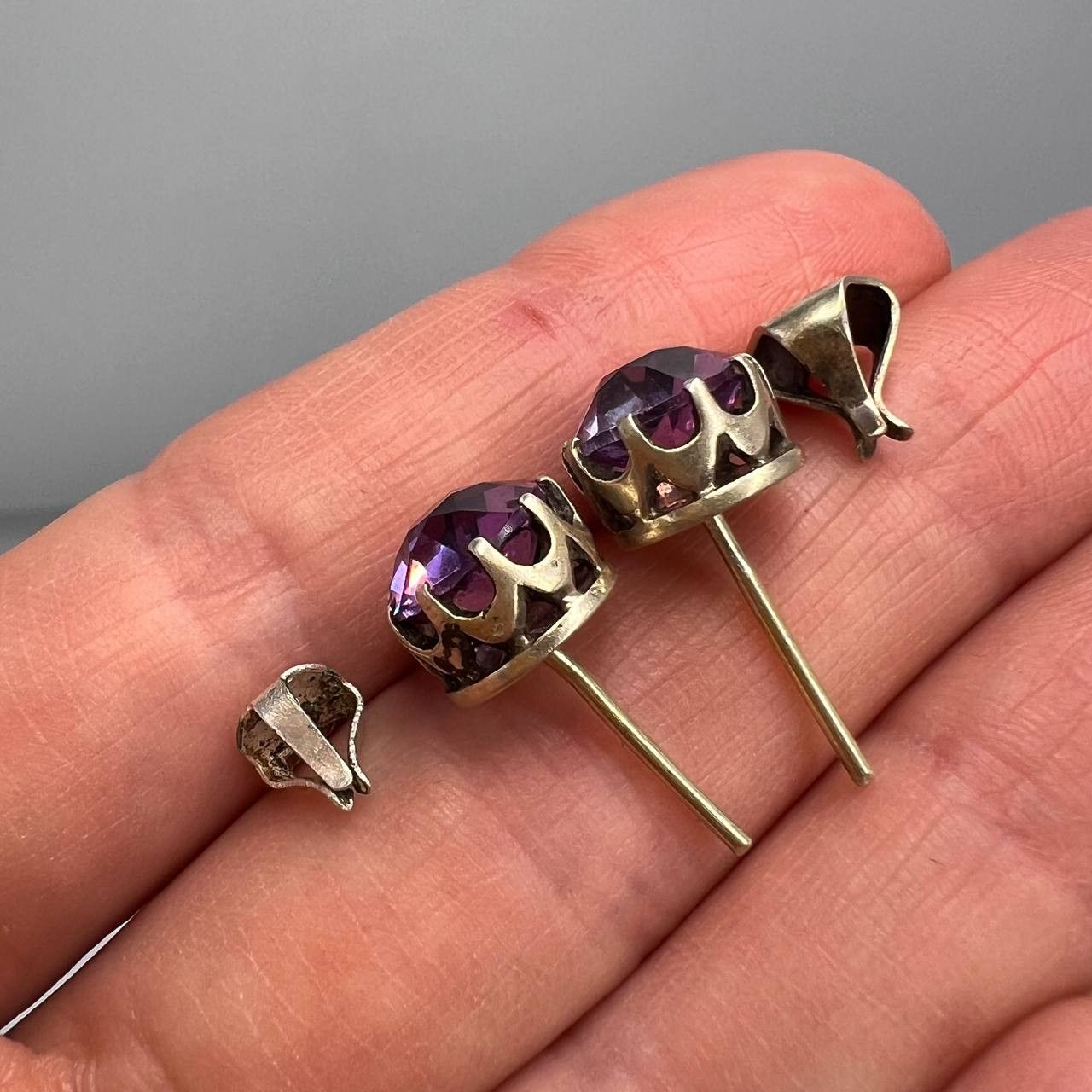 Vintage Vintage USSR Gilded Silver 875 Stud Earrings Signed 4.4g Size ONE SIZE - 7 Thumbnail