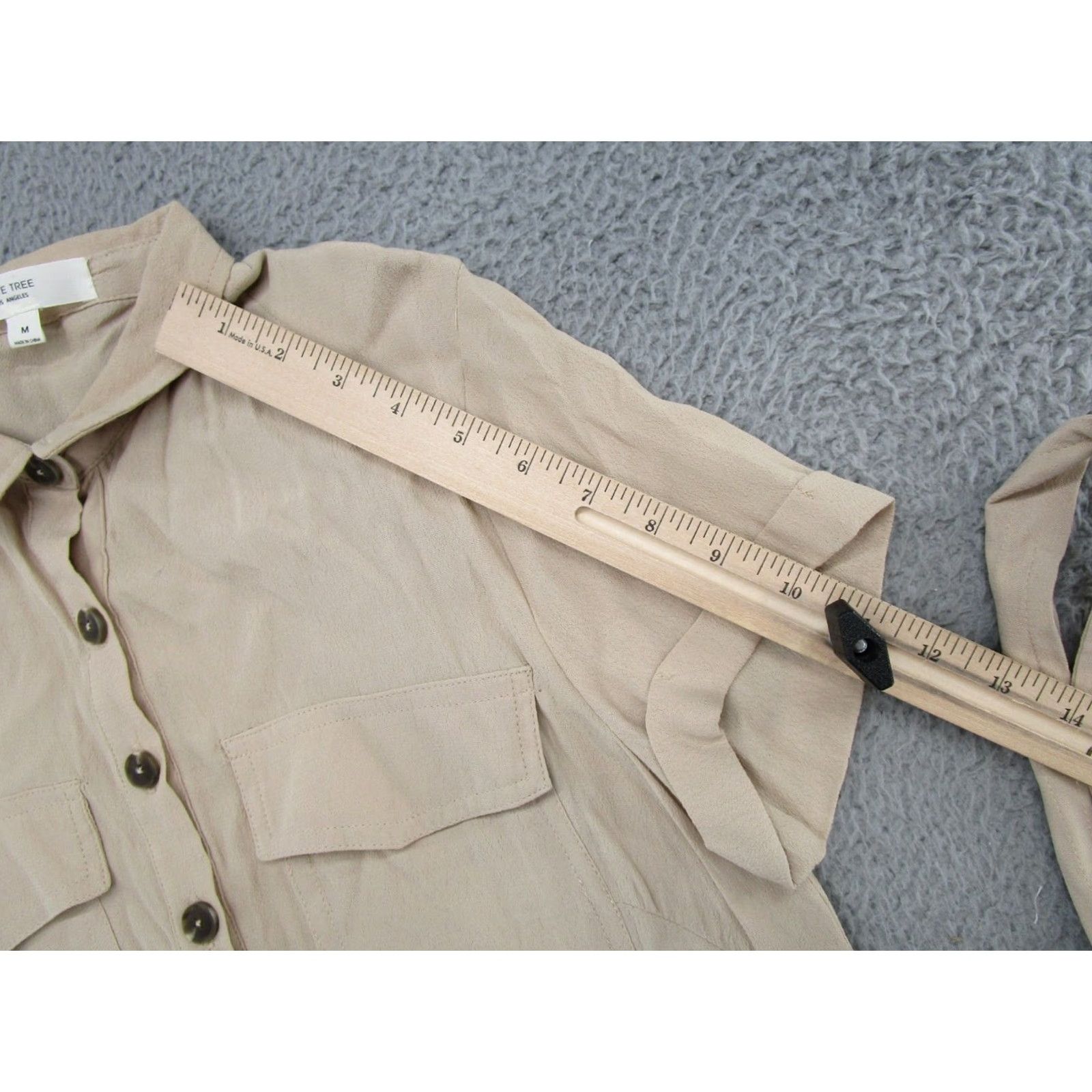 Vintage Love Tree Dress Belted Short Sleeve Shirt Beige M Womens Knee Length Rayon Buttoned Collared 1/4 Sleeve Vintage:No Size 32" / US 10 / IT 46 - 5 Thumbnail