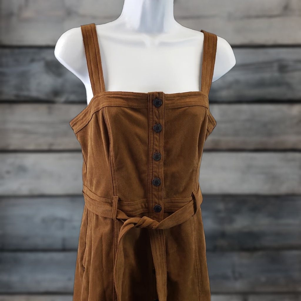 Abercrombie & Fitch Abercrombie & Fitch Womens Mini Dress Sz M Brown Sleeveless Faux Suede Square Neck Casual Vintage: No (adjust to rules) Size M / US 6-8 / IT 42-44 - 1 Thumbnail