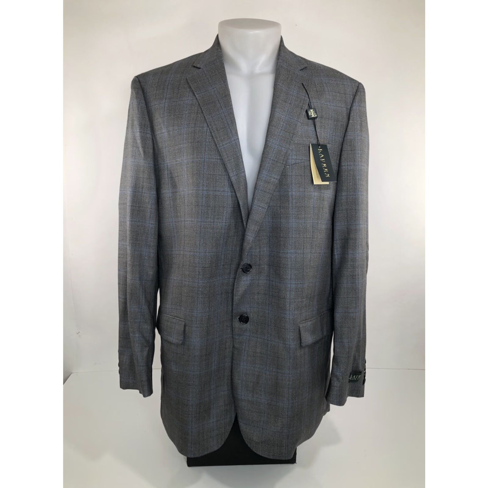 Ralph Lauren LAUREN / RALPH LAUREN - NEW w TAGS - SILK / WOOL Windowpane 44L Blazer Men 44 Long Gray Silk Wool Blazer Mens Size 44R - 2 Thumbnail