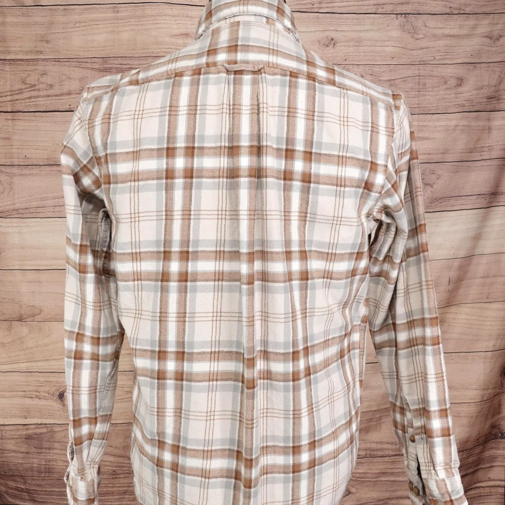 Lands' End Lands' End Shirt Mens Medium Brown Gray Plaid Flannel Button-Down Long Sleeve Size US M / EU 48-50 / 2 - 4 Thumbnail