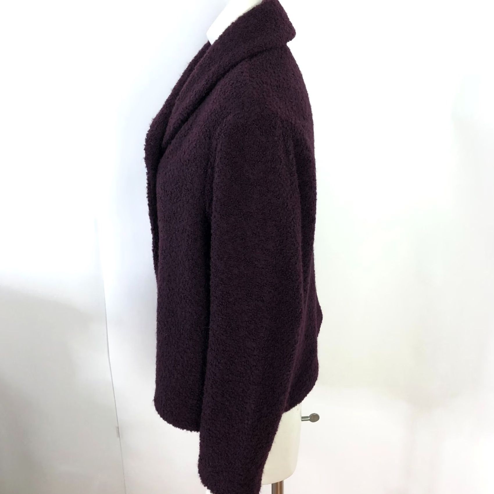 J. Jill J.Jill Womens Blazer Wool Blend 3 Button Purple MINT Solid Knit L Mid-Length Long Sleeve Buttoned Collar Fall Spring Summer Winter Womens Size L / US 10 / IT 46 - 2 Thumbnail