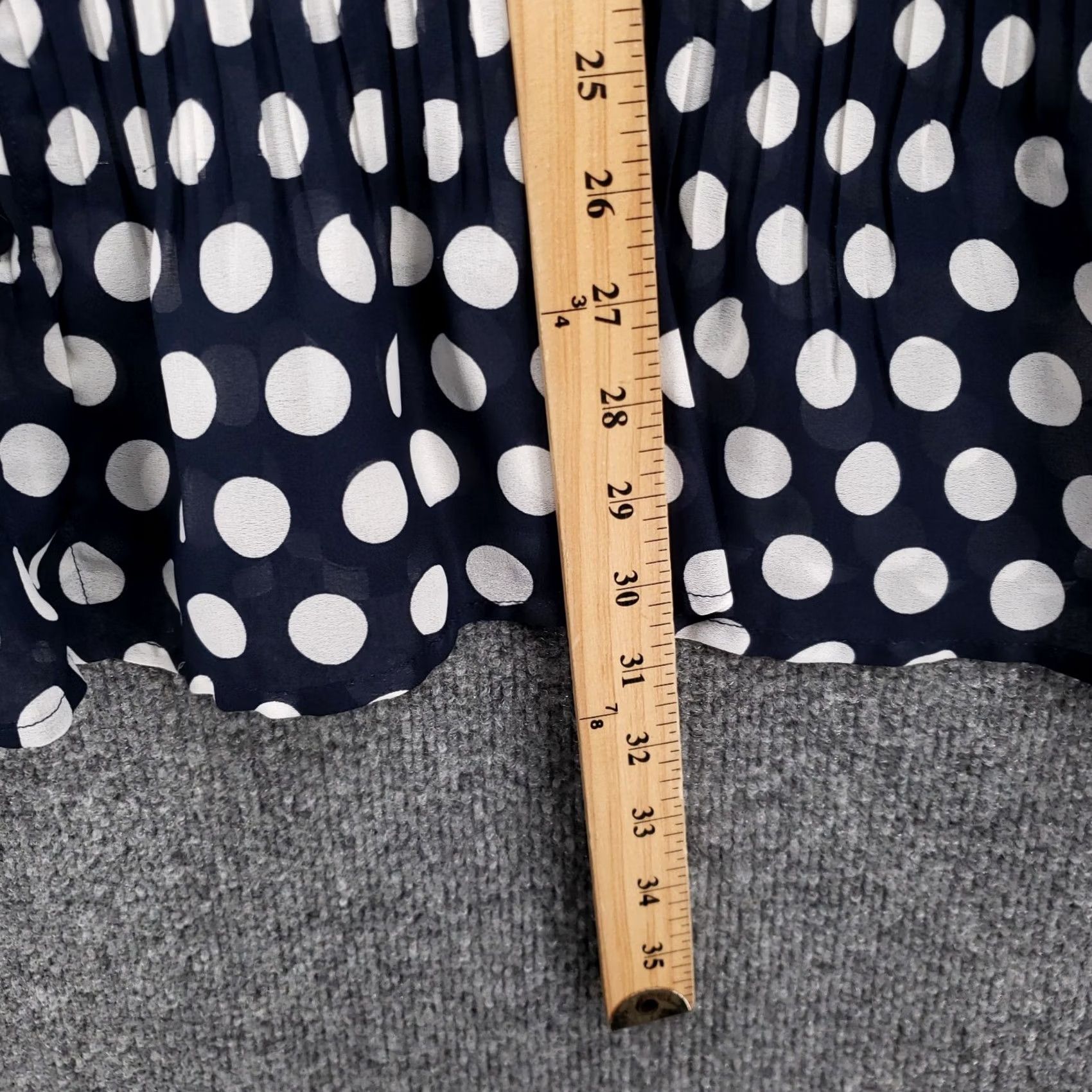 Vintage Only Necessities Women L Large Blue Tunic Polka Dot Button Up Pleated Blouse Size L / US 10 / IT 46 - 6 Thumbnail