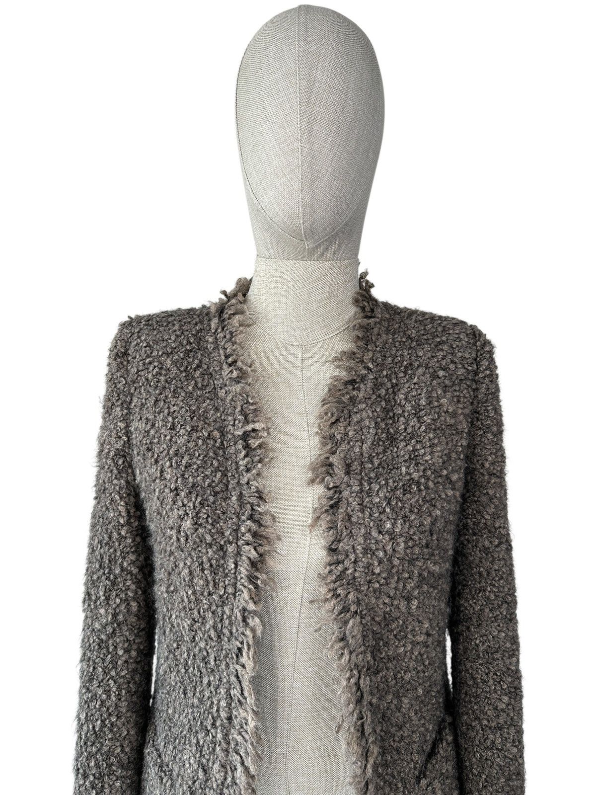Iro IRO Coffey Jacket Mohair Fringe Trim Shaggy Open Front Boho Size S / US 4 / IT 40 - 4 Thumbnail