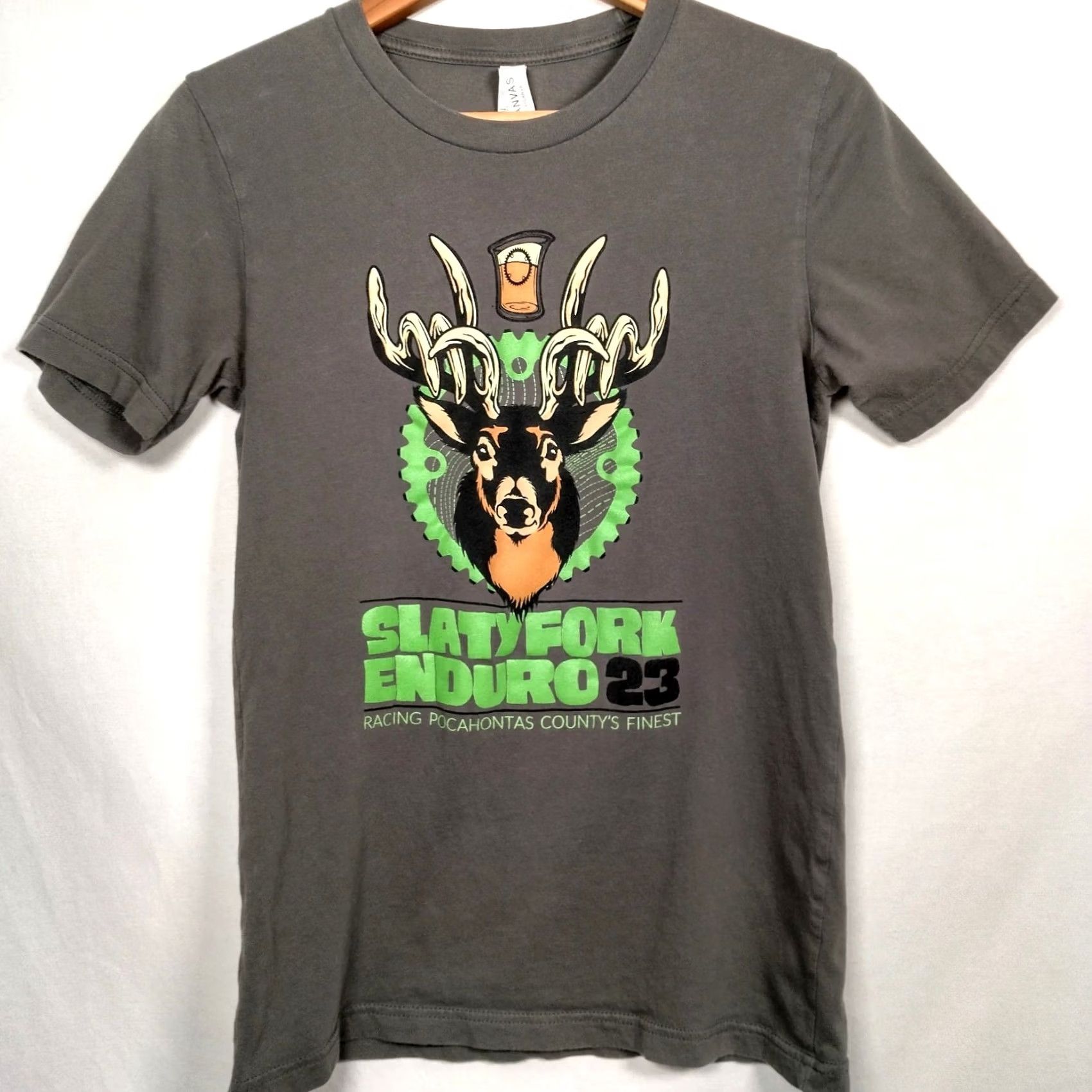 Vintage MTB Race Shirt Gray Small Men Slatyfork Enduro 23 Mountain Bike West Virginia Racing Bike Size US S / EU 44-46 / 1 - 3 Thumbnail