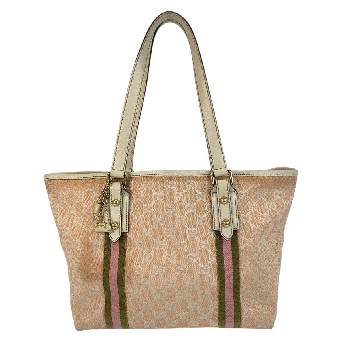 Gucci Gucci GG Canvas/leather Sherry Line 2Way Tote Bag 137396 Canvas Shoulder Bag 137396 in Pink, Women's