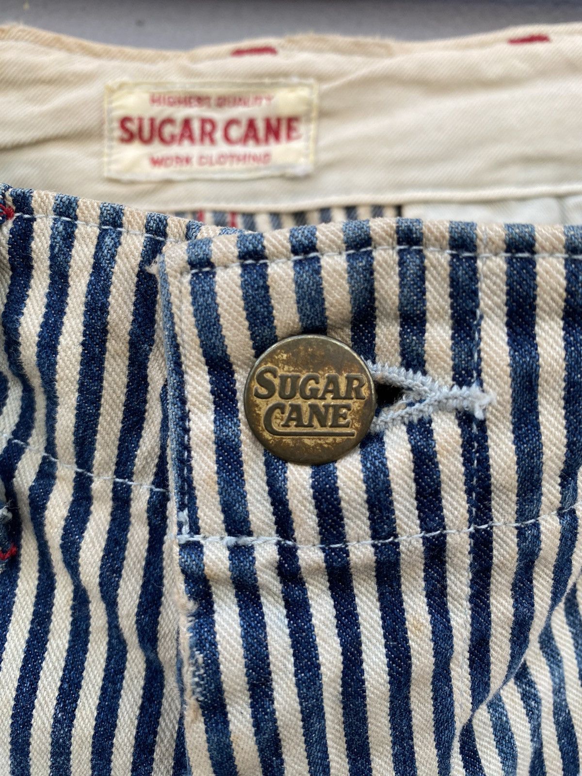 Sugar Cane 🔥RARE🔥Vtg SUGAR CANE&CO Distressed Hickory Workwear Pant Size US 30 / EU 46 - 4 Thumbnail
