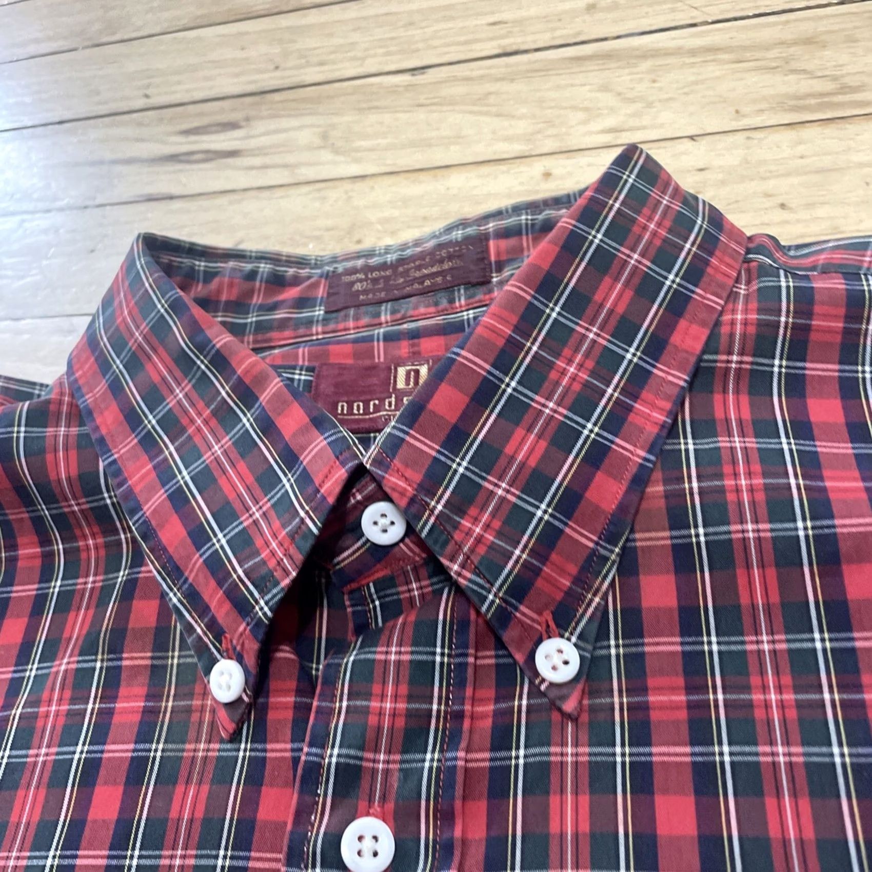Nordstrom VINTAGE Nordstrom Red Plaid Button-Up Shirt Men 17.5 36 50 in Chest 80's Broadcloth Casual Size US XXL / EU 58 / 5 - 4 Thumbnail