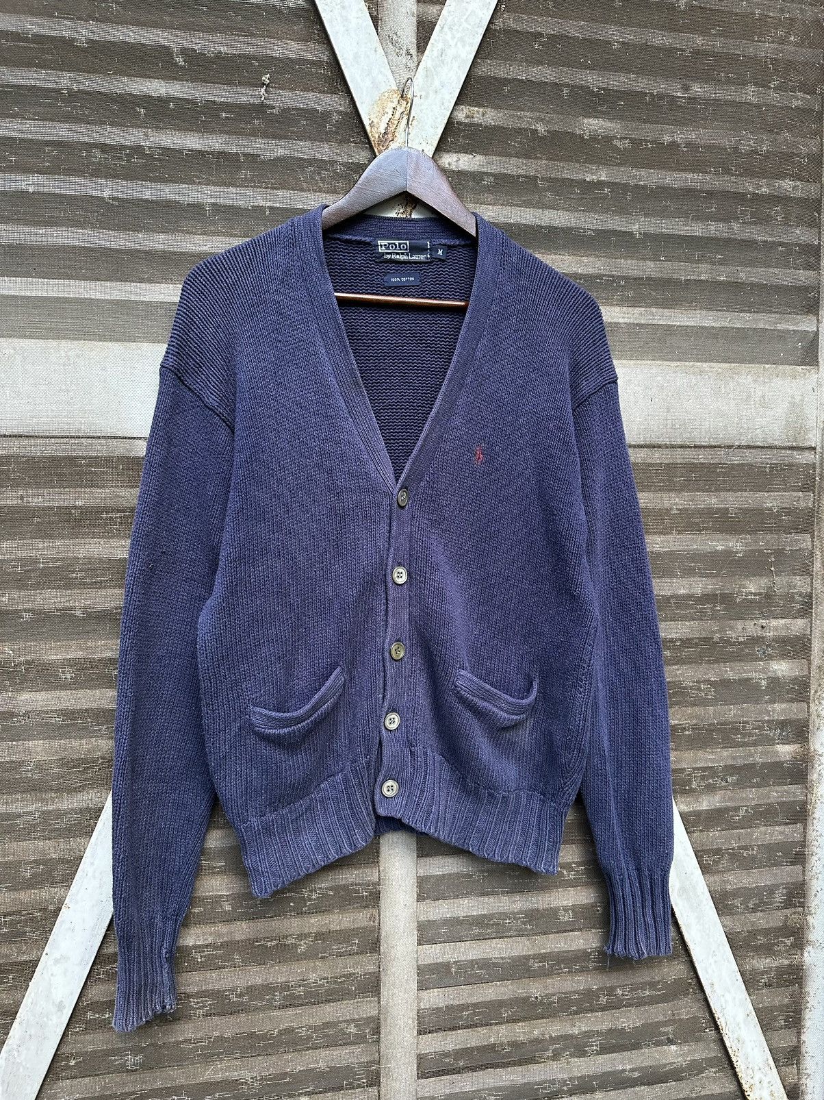 Vintage THRASHED Faded Polo Ralph Laurent Cardigan Size US M / EU 48-50 / 2 - 9 Thumbnail