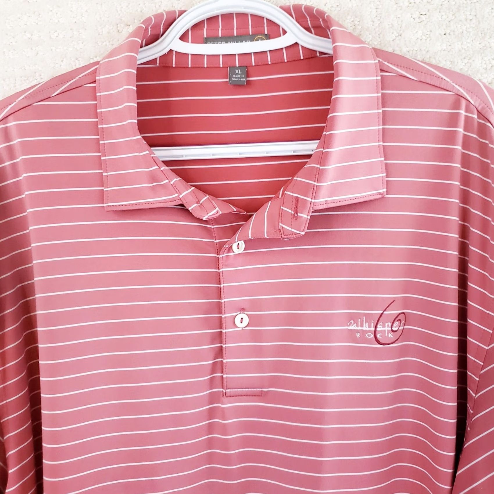 Peter Millar Peter Millar Summer Comfort Polo Shirt Mens XL Pink Striped SS Golf Whisper Rock Size US XL / EU 56 / 4 - 3 Thumbnail