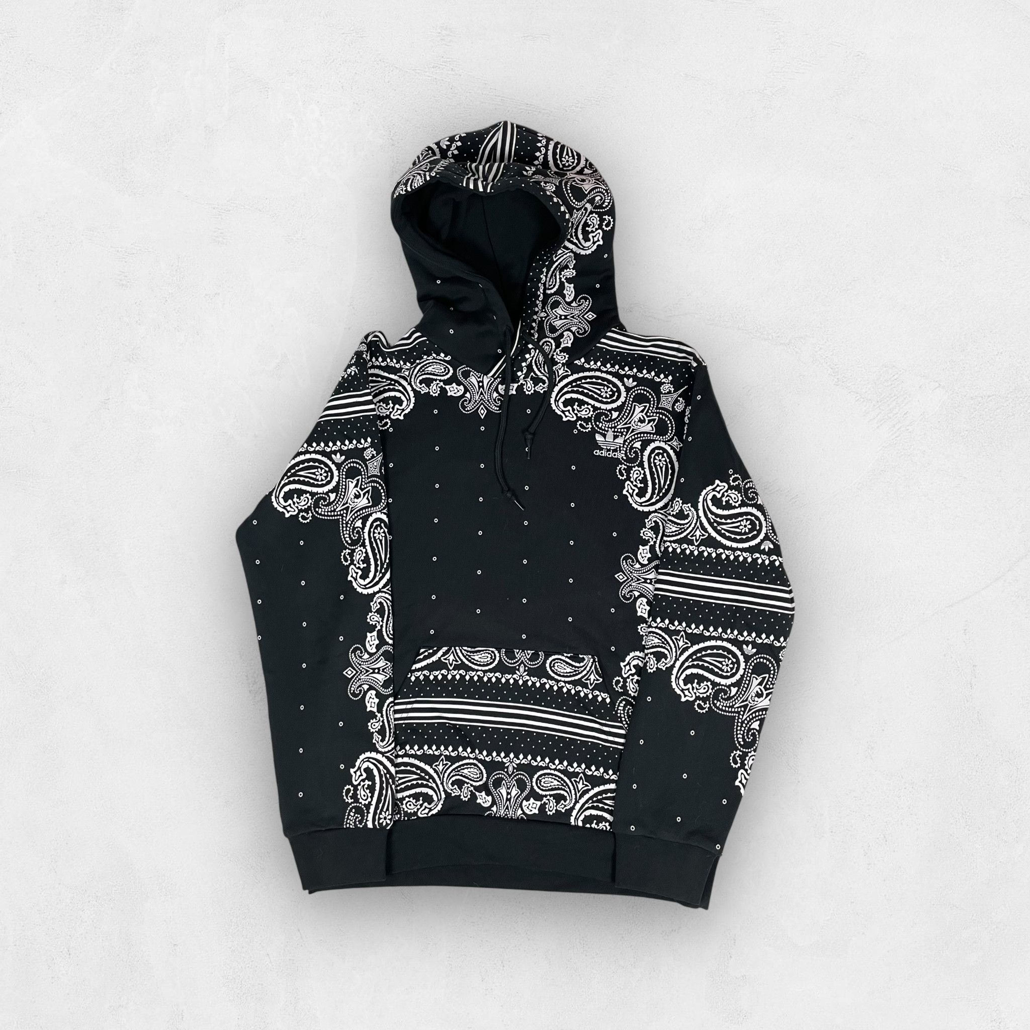 Adidas Streetwear Adidas Men s Black Paisley Bandana Pullover Hoodie Small Grailed