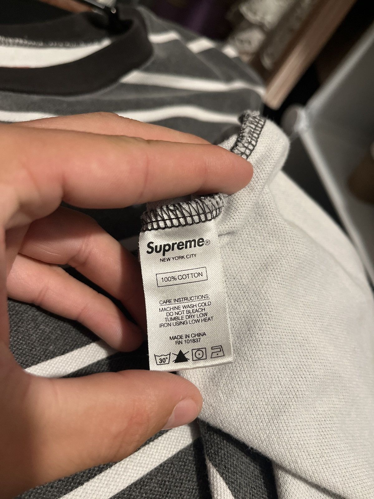 Supreme Supreme Printed Stripe Pique L/S Top | Grailed
