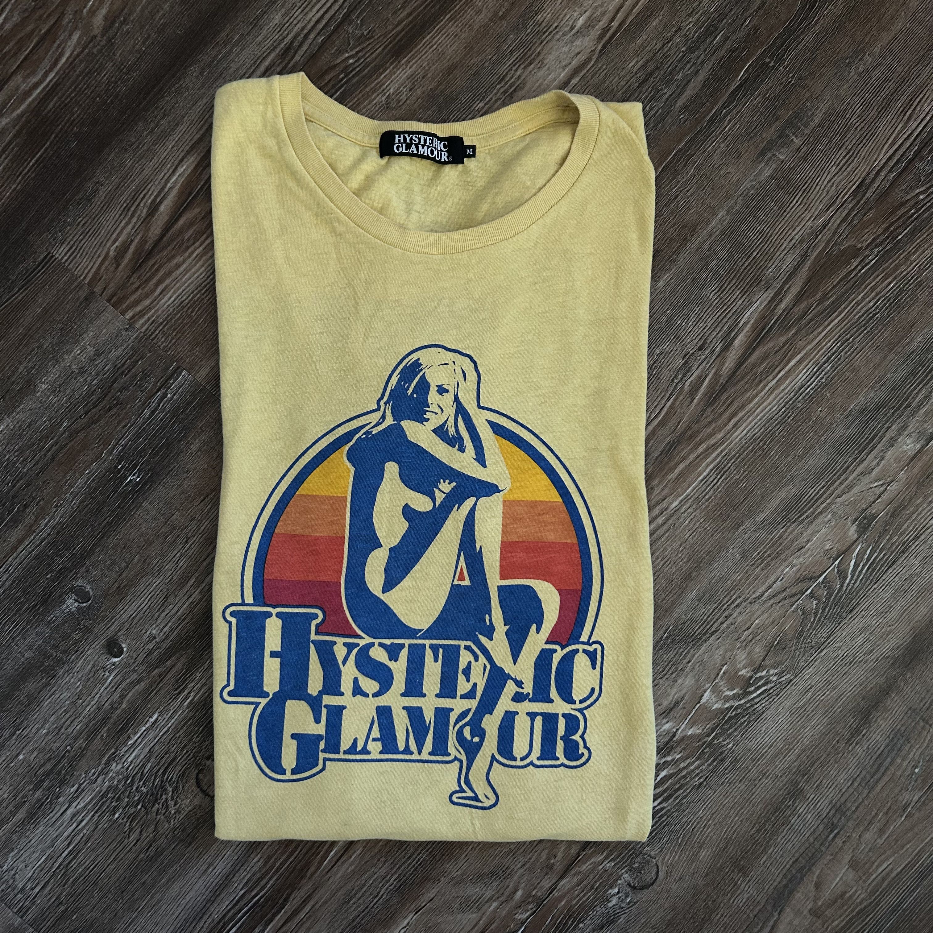 image of Y2K Hysteric Glamour Girl Logo Tee in Yellow, Men's (Size Medium)