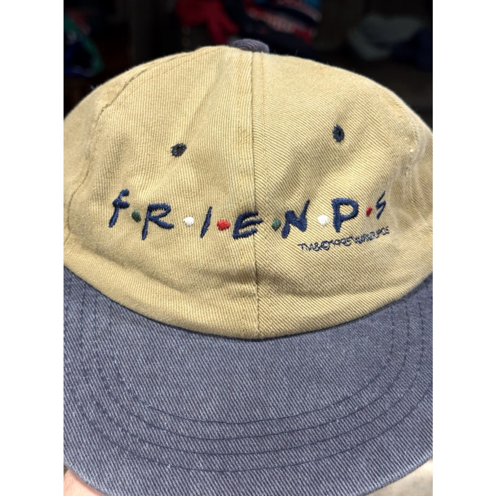 Vintage VINTAGE 1995 Friends Promotional Yupoong Strapback Hat Cap NBC Warner Bros Baseball Cap Adjustable Men One Size Beige 90s TV Women/Men Size ONE SIZE - 2 Thumbnail