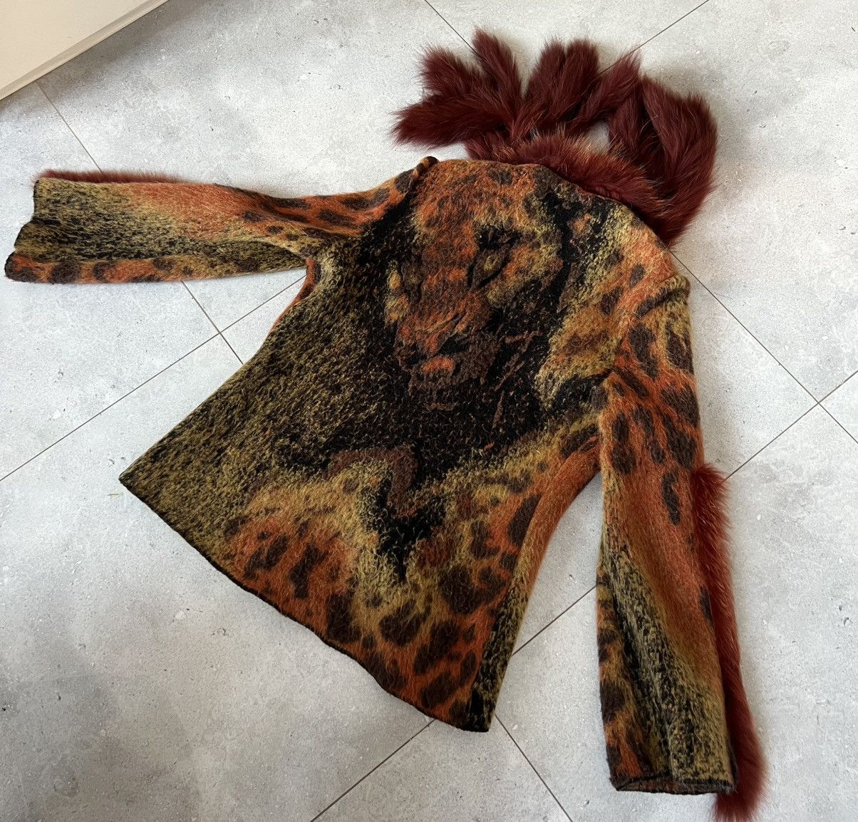 Roberto Cavalli 2000s Cavalli Animal Print Raccon Fur wool jacket Size M / US 6-8 / IT 42-44 - 5 Thumbnail