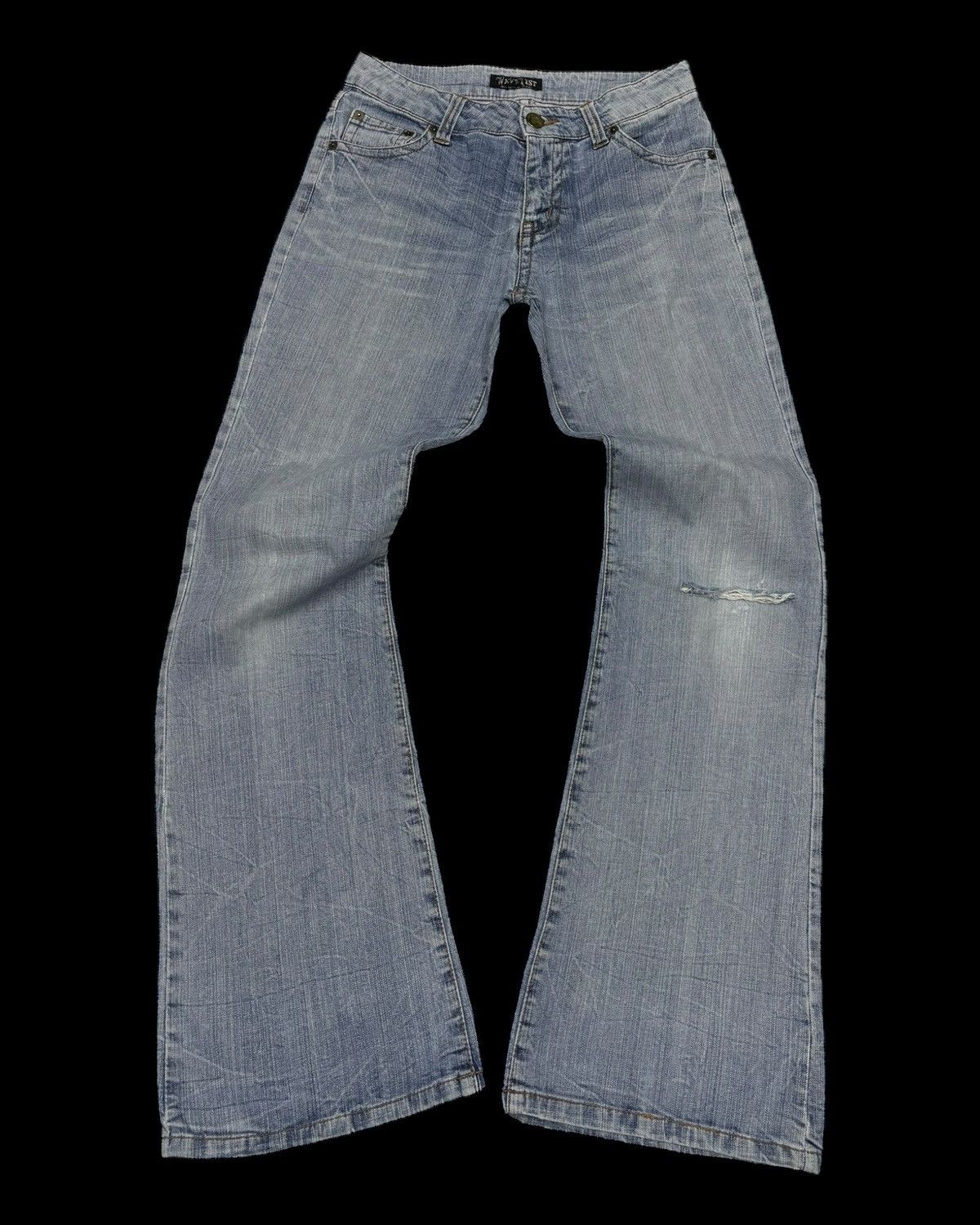 If Six Was Nine 💥90s Flare Jeans Bootcut Wavelist Distressed Denim Hype Size US 28 / EU 44 - 3 Thumbnail