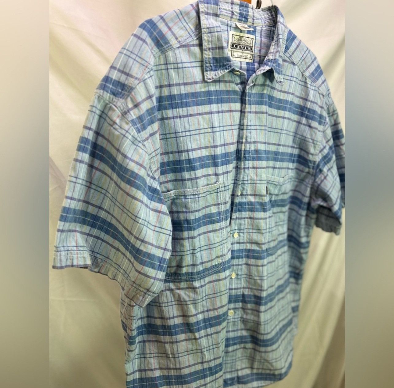 Levi's × Vintage Vintage 90s Levi’s Blue Plaid Button Down Shirt Size XL Size US XL / EU 56 / 4 - 3 Thumbnail