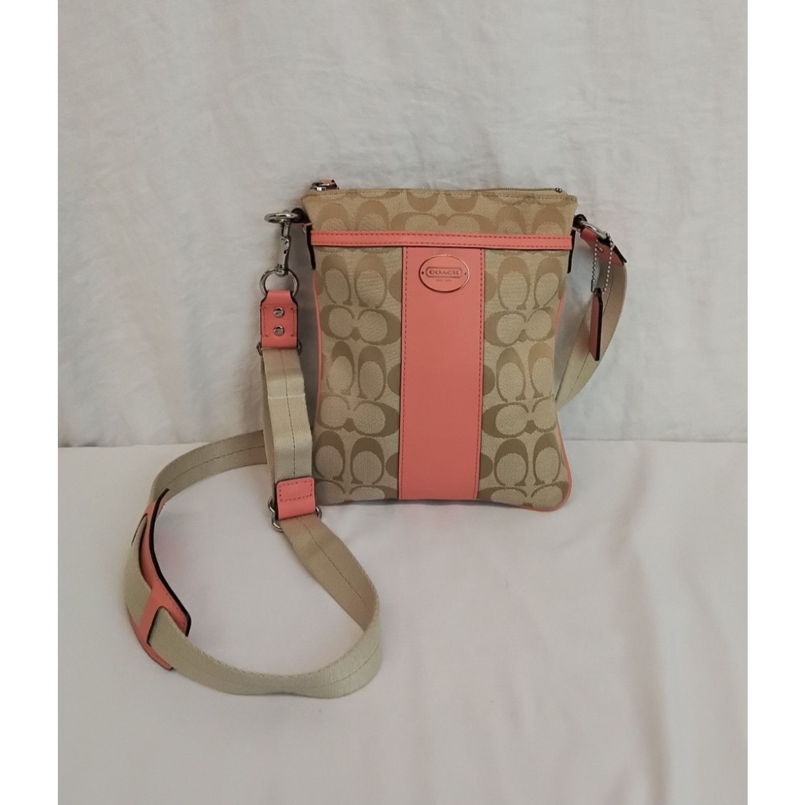 Coach Coach Handbag Signature C Logo Crossbody Khaki & Peach Size ONE SIZE - 3 Thumbnail