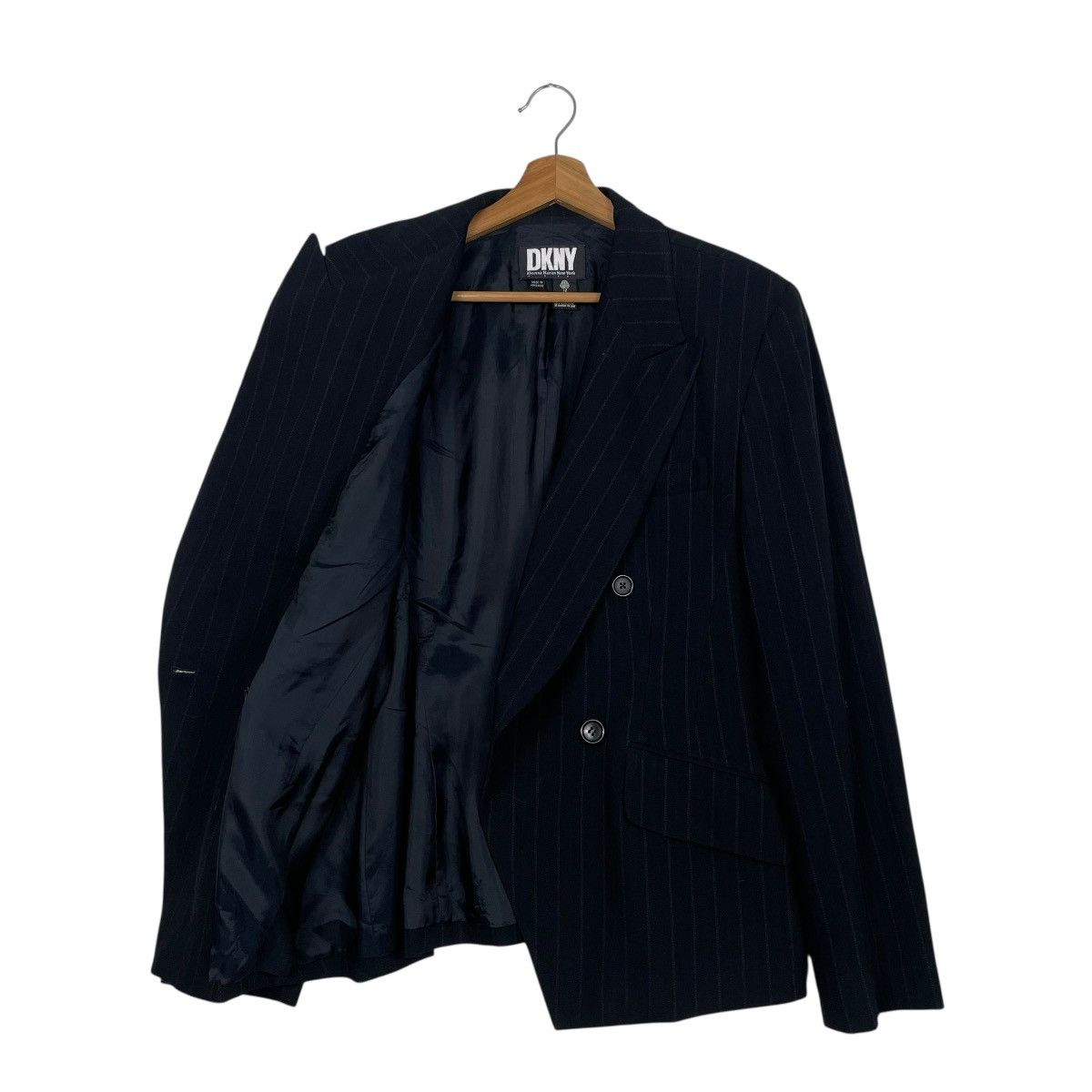 DKNY DKNY Stripe Double Breasted Wool Jacket Size XL / US 12-14 / IT 48-50 - 9 Thumbnail