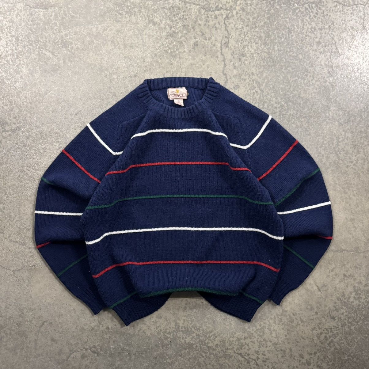 Vintage 90s Y2K Cotswold Navy Striped Knit Sweater Men’s L