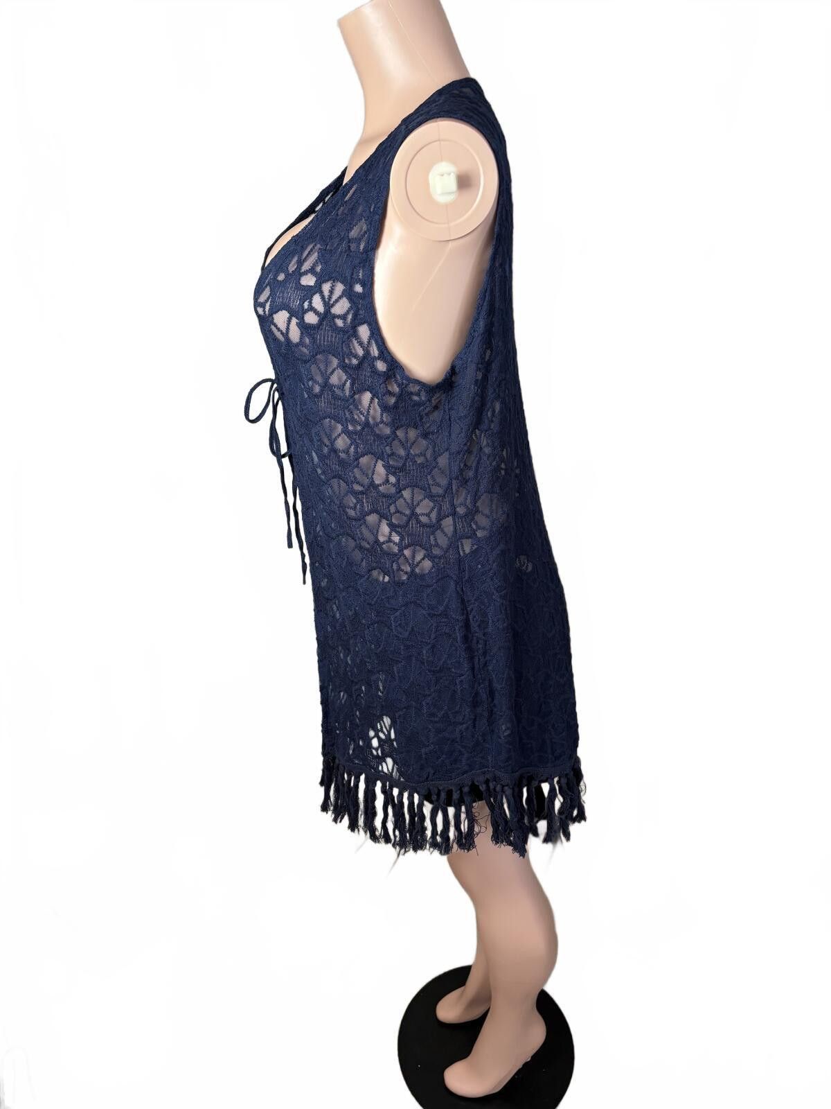 Other Boho Crochet Fringe Vest Sheer Festival Y2K. Large. Size ONE SIZE - 4 Thumbnail