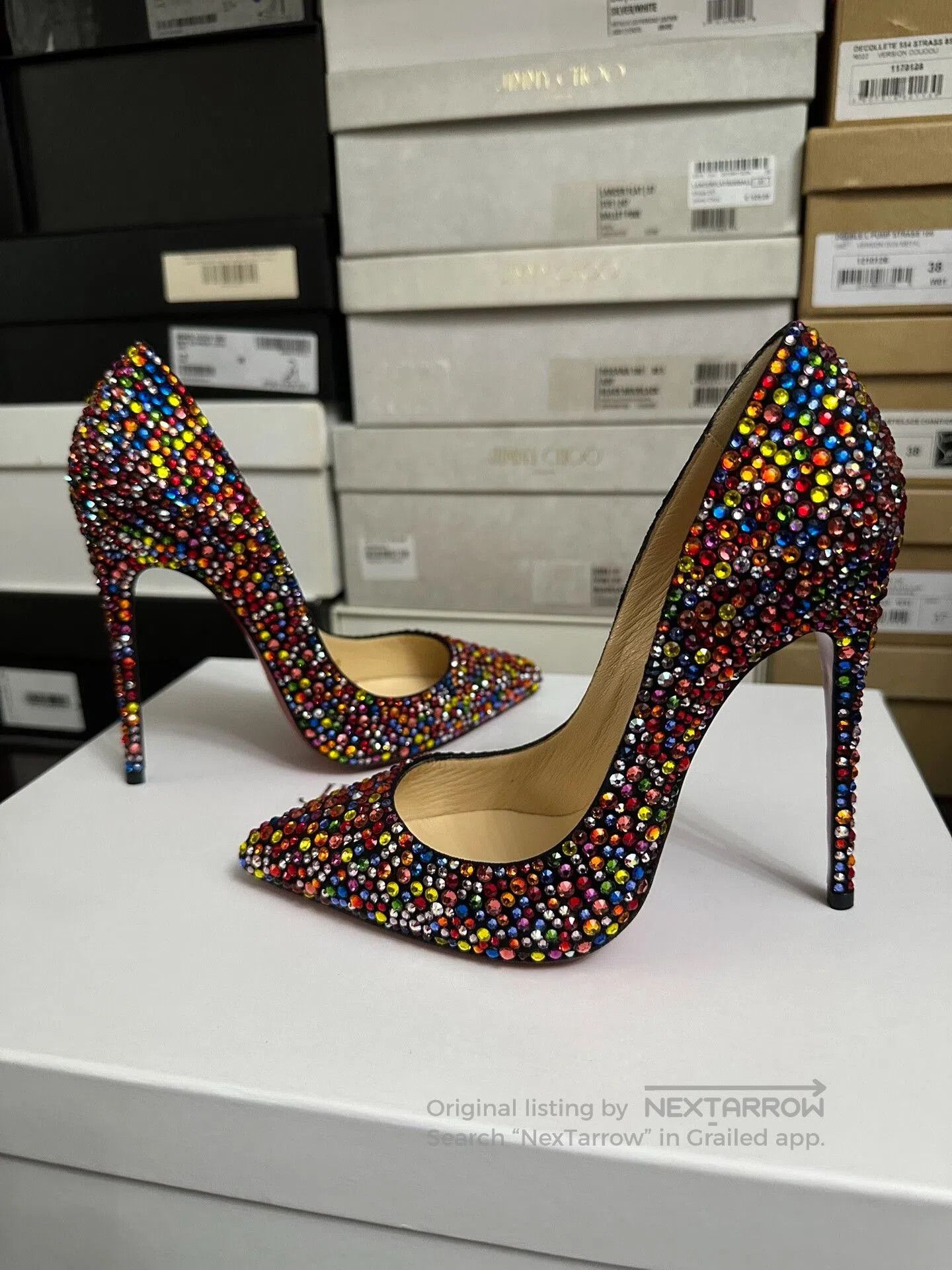 Christian Louboutin Christian Louboutin Crystal Embellished Heels. Size US 5 / IT 35 - 1 Thumbnail