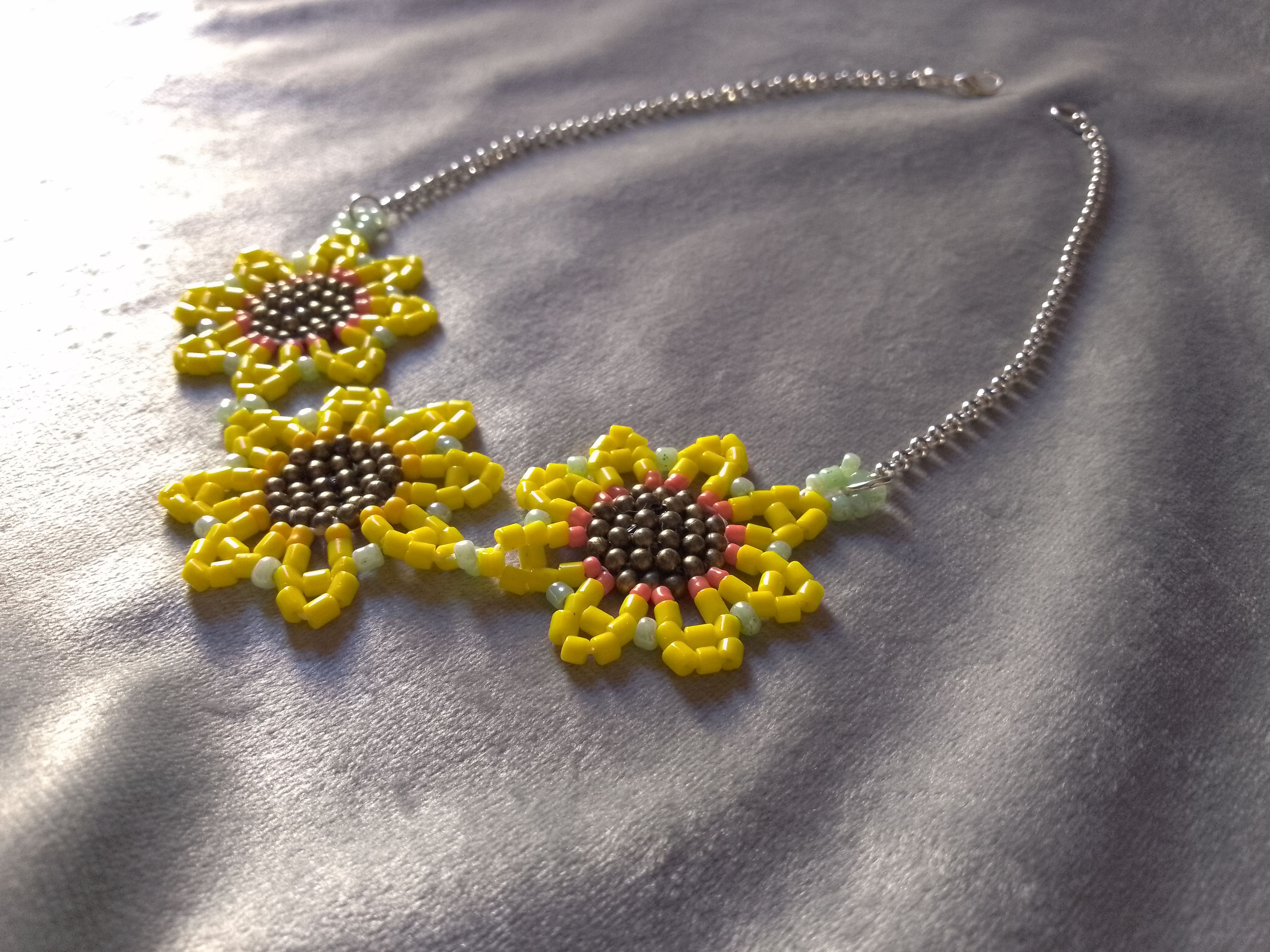 Handmade Necklace Sunflower Beaded Boho style Elegant Size ONE SIZE - 5 Thumbnail