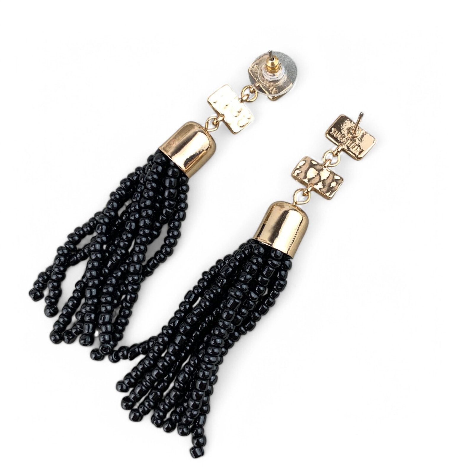 Other Sugarfix by Baublebar Earrings Black Beaded Tassel Gold Tone Size ONE SIZE - 3 Thumbnail