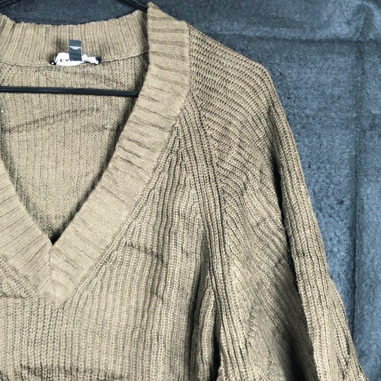 Express Express Womens Sweater Green V-Neck Knitted Long Sleeve Tunic XSmall XS Knit Pullover Casual Workwear // Women // Veg? Size XS / US 0-2 / IT 36-38 - 5 Thumbnail