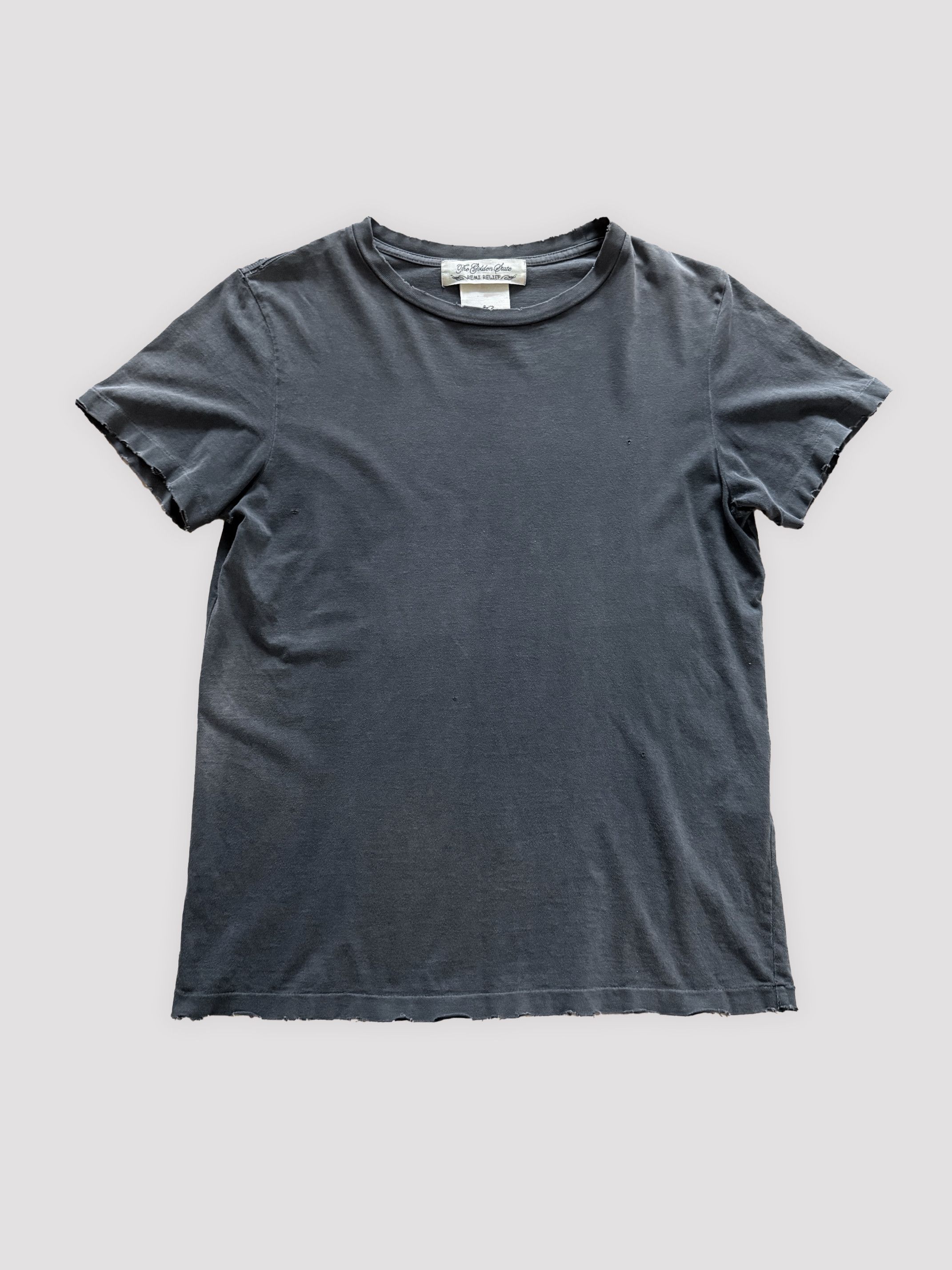 Remi Relief Distressed Thrashed Sun Faded Vintage Black Tee