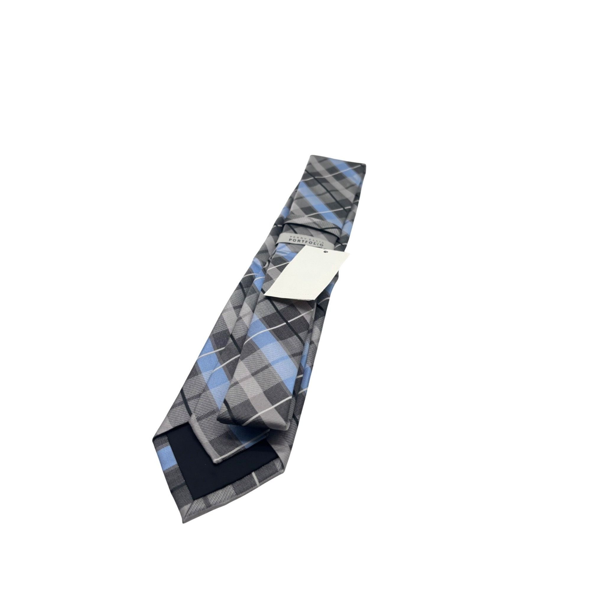 Perry Ellis Perry Ellis Portfolio Plaid Silk Necktie, Black (gray), OS Size ONE SIZE - 5 Thumbnail