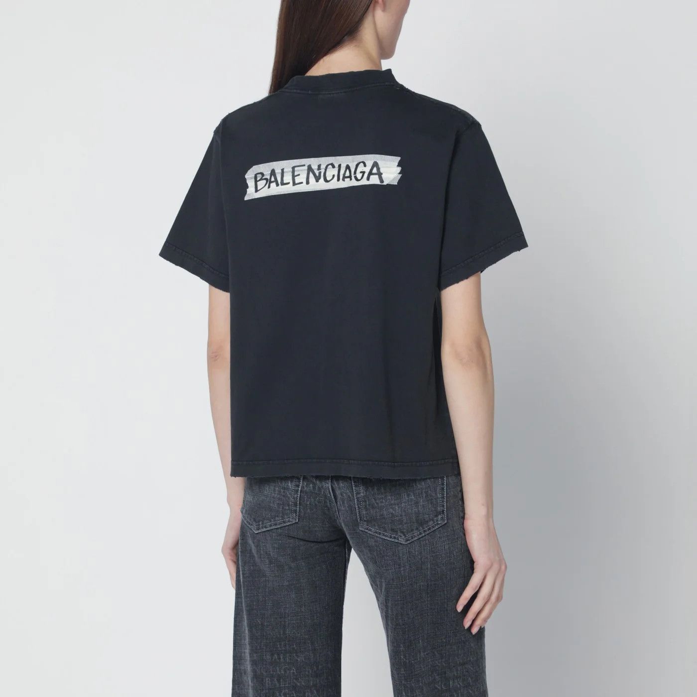 Balenciaga o1d2blof0426 Short Sleeve T-Shirt With Medium Fit in Black Size XS / US 0-2 / IT 36-38 - 3 Thumbnail