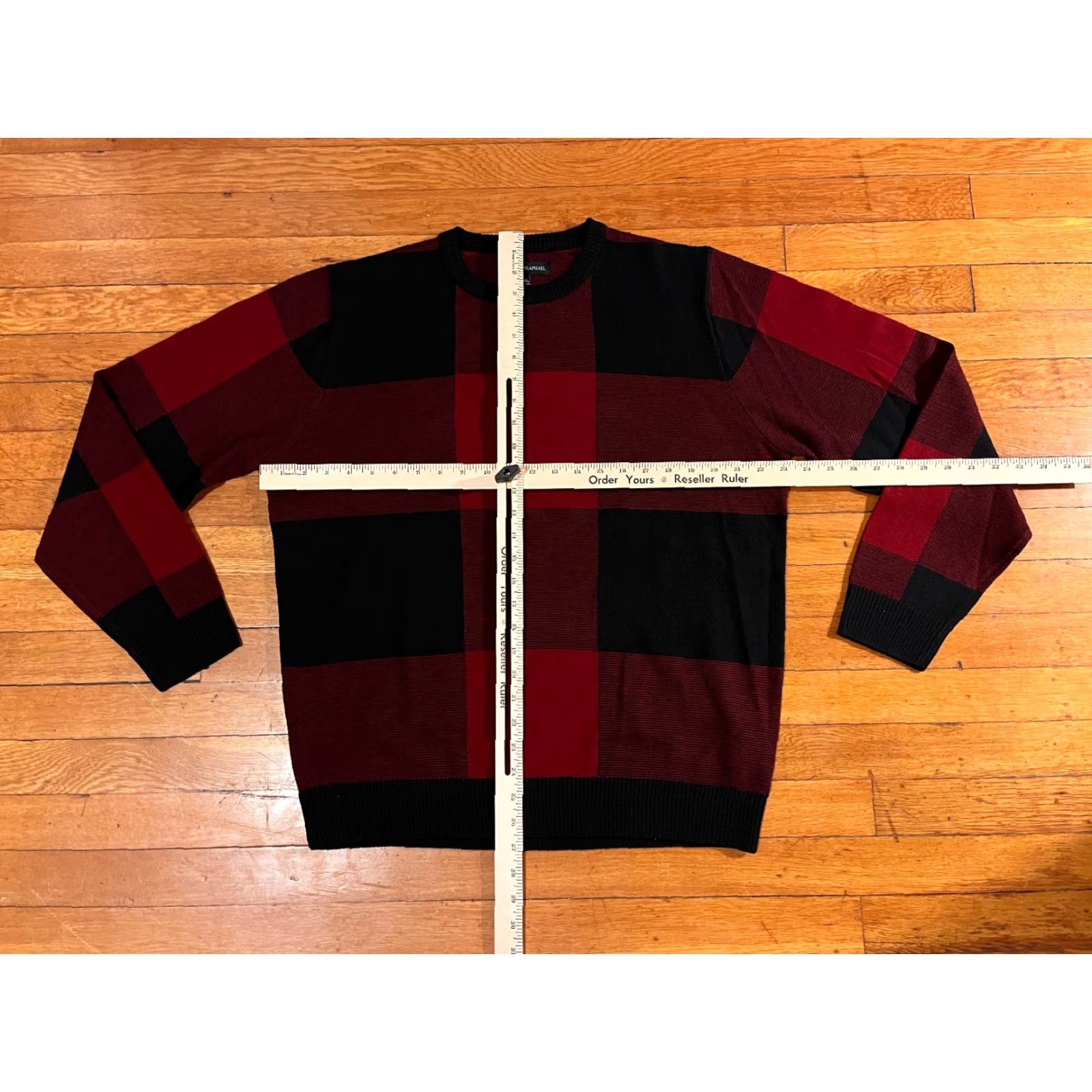 Vintage Tricots St Raphael Sweater Men's Large Red Black Plaid Size US L / EU 52-54 / 3 - 4 Thumbnail