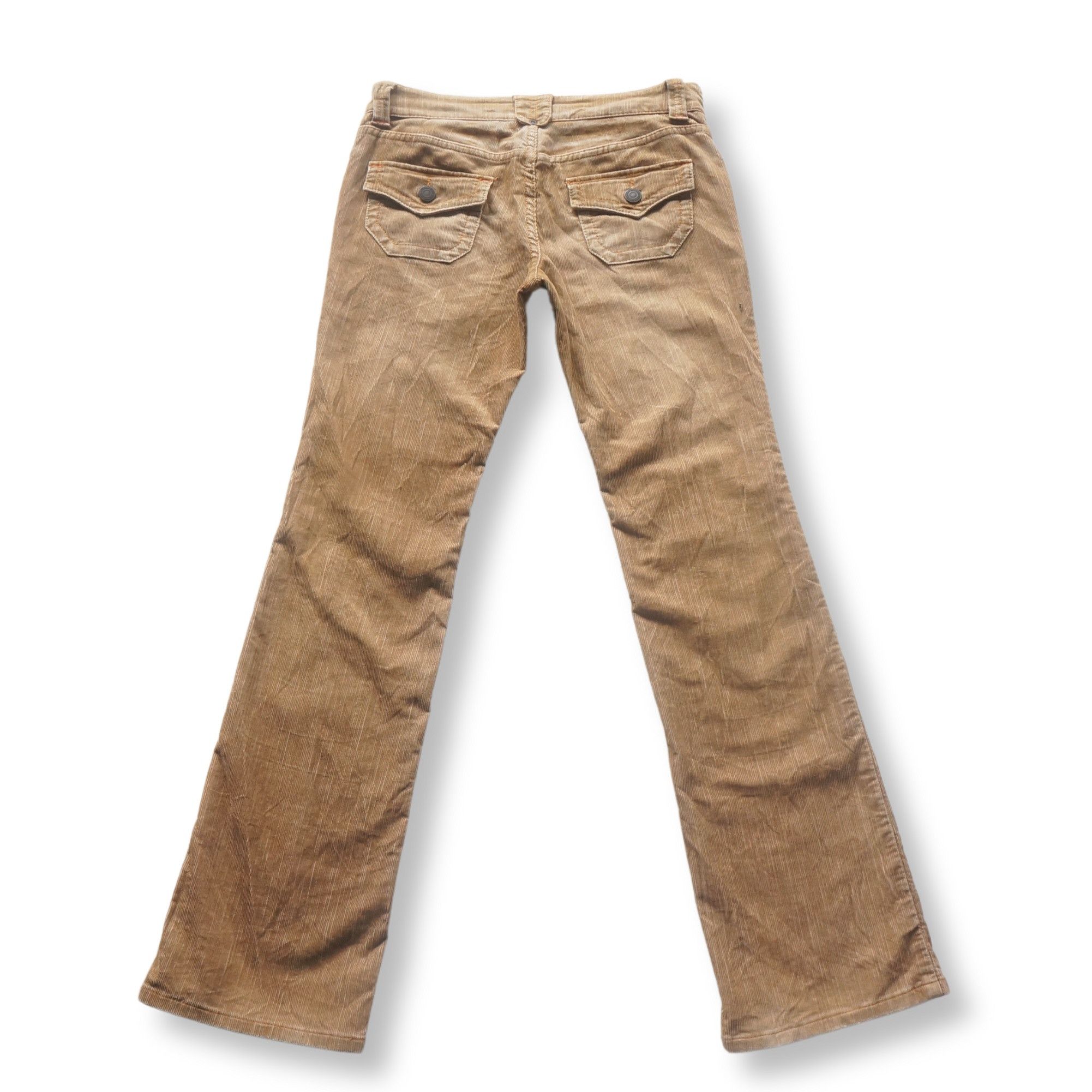 Japanese Brand Honeysuckle Rose Multi Pockets Flared Corduroy Pants Size 29" - 2 Thumbnail