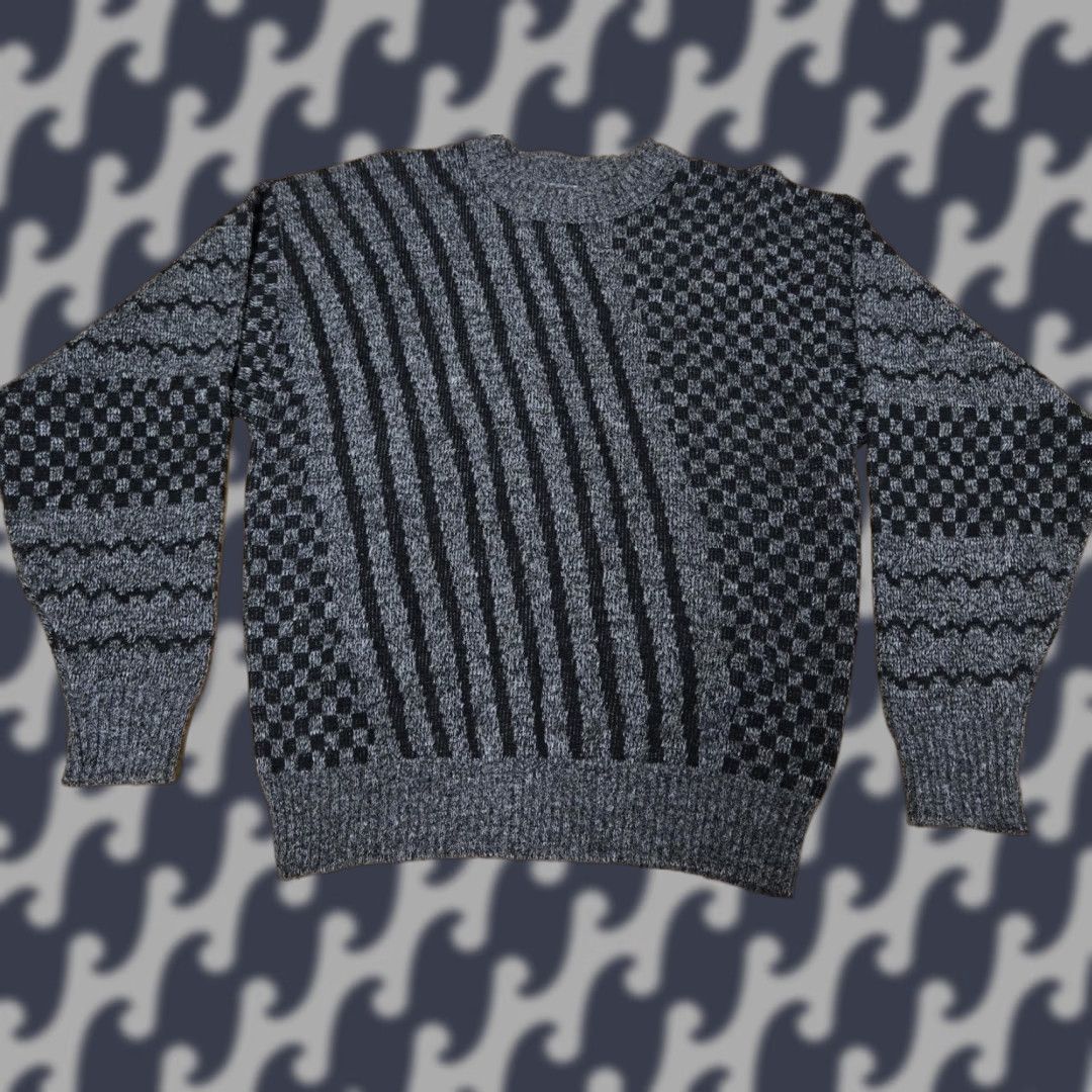Vintage VINTAGE Le Tigre Sweater Mens XL Gray Black Crewneck Knit Made USA Geometric 90s Size US XL / EU 56 / 4 - 1 Thumbnail