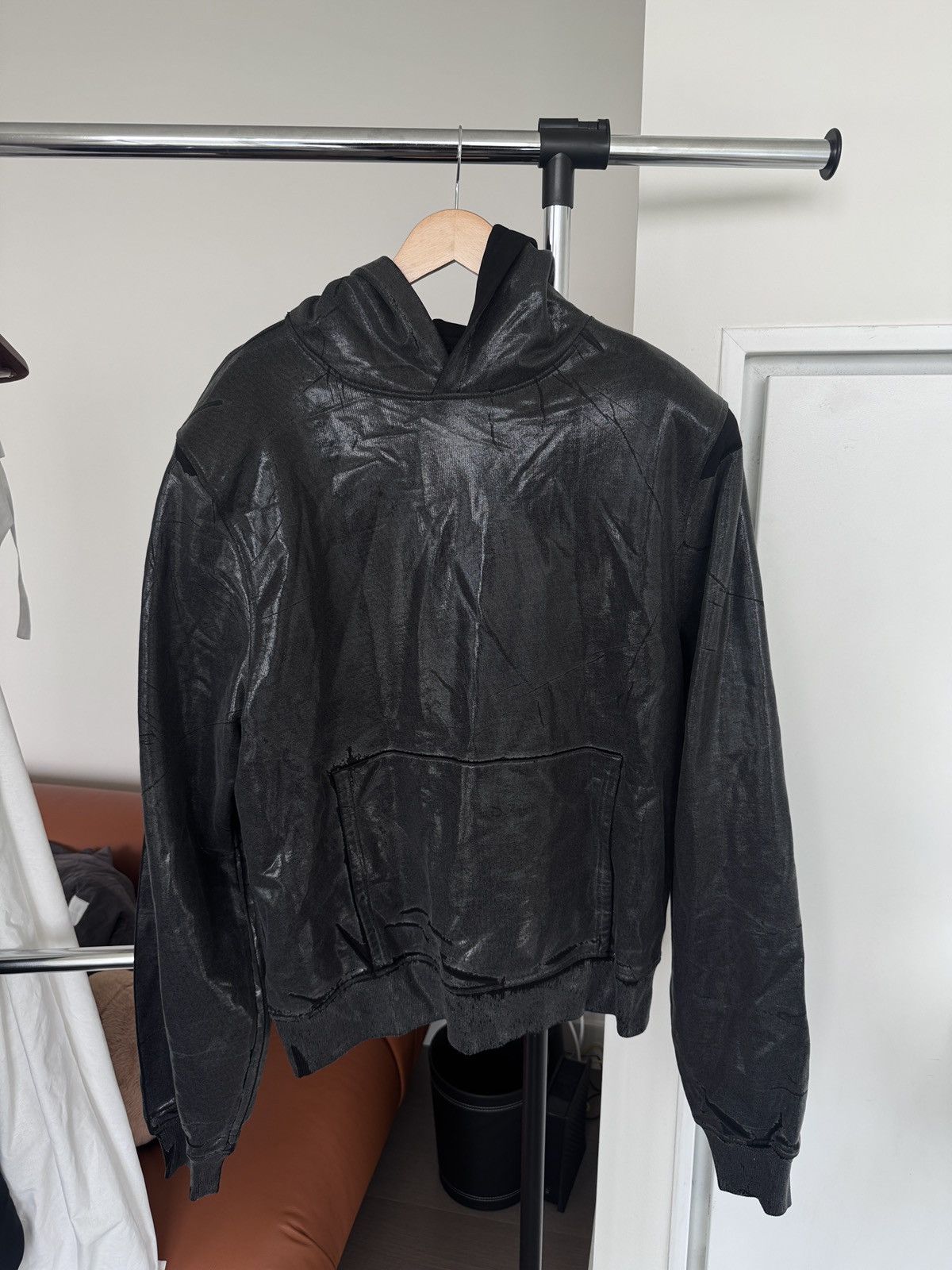 Racer Worldwide Distressed Cracked Coating Hoodie