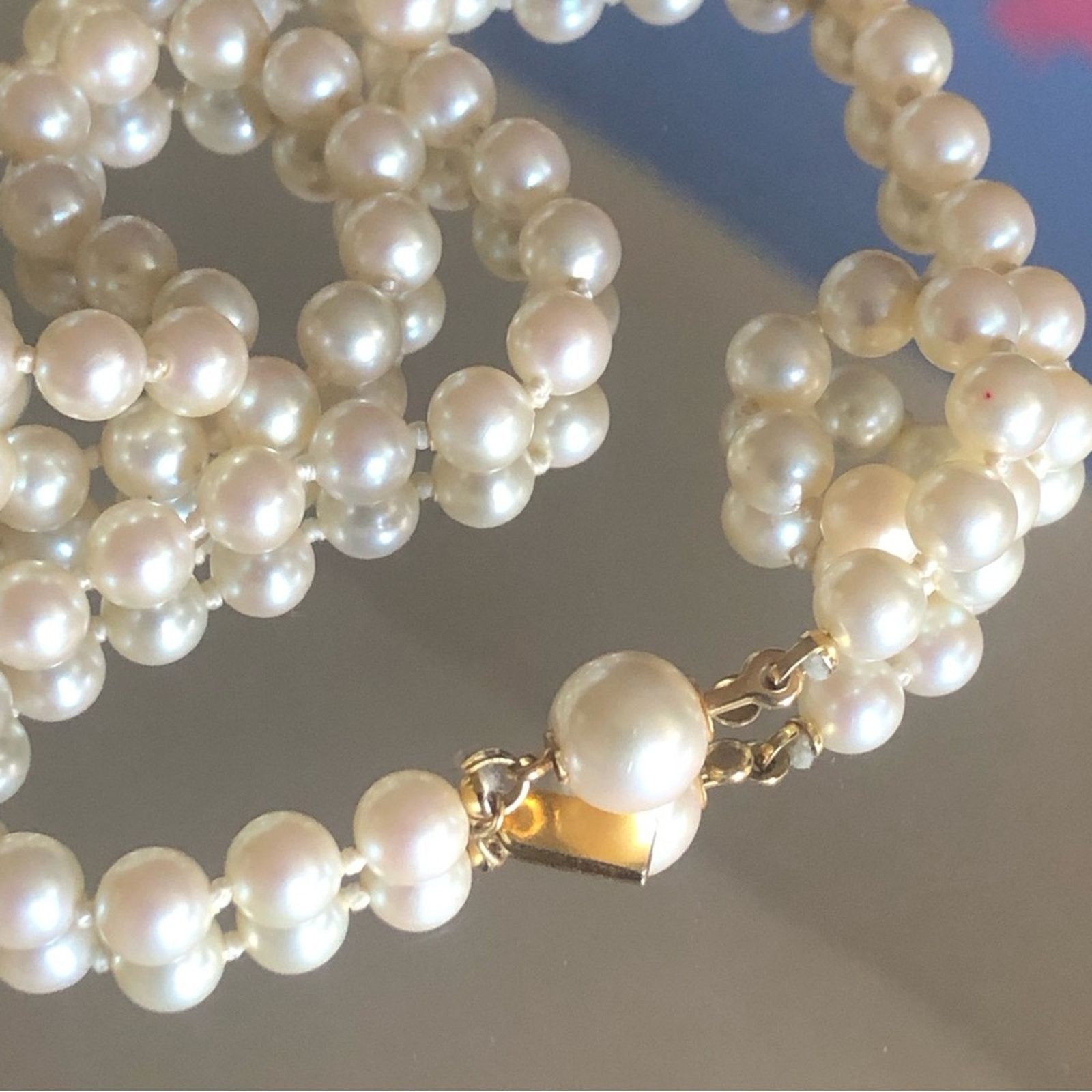 Vintage Vintage Marvella hand knotted cream glass pearl necklace Size ONE SIZE - 10 Thumbnail