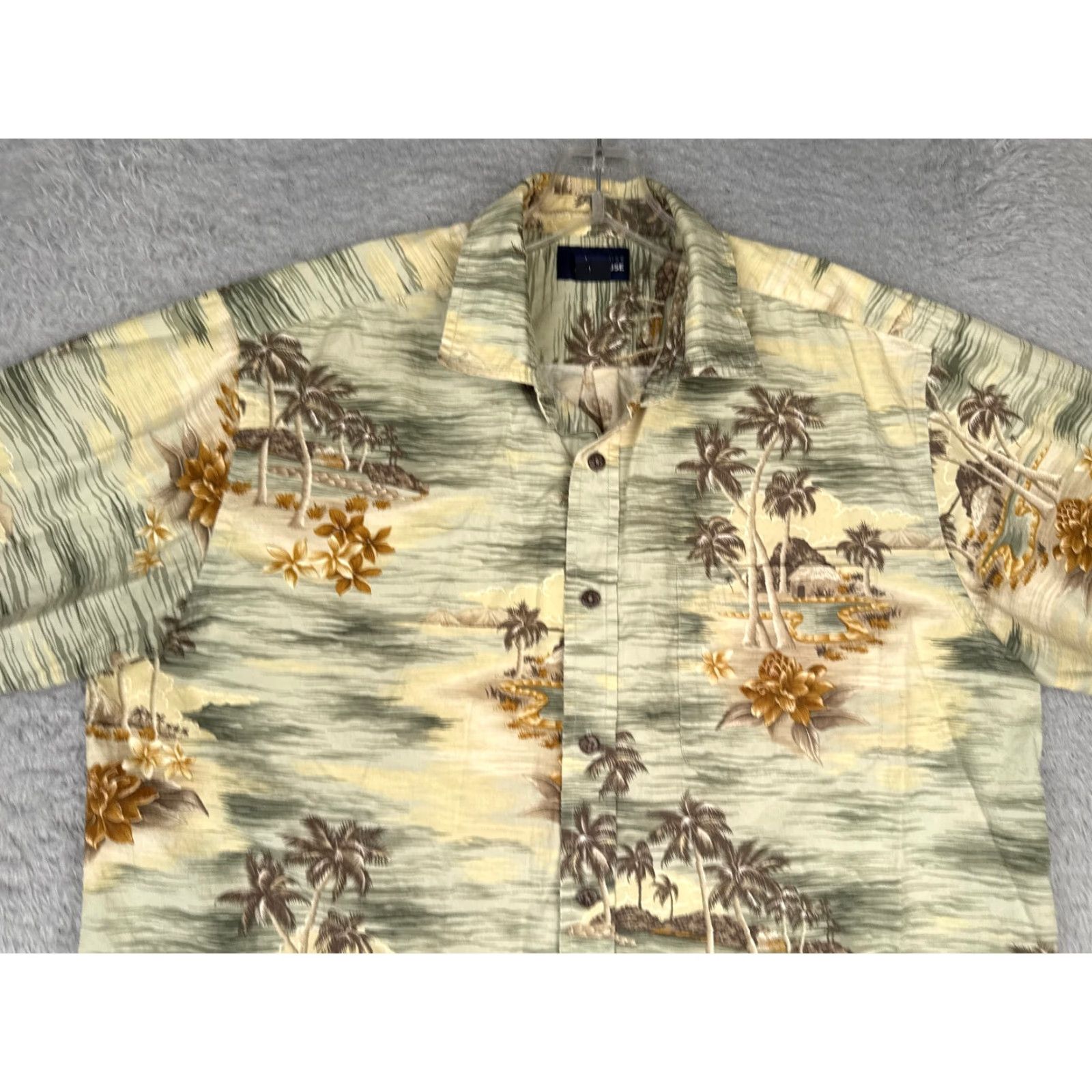 Vintage Hula Hula Shirt Men L Beige Floral Leaf Button-Up Hawaiian 100% Rayon Pocket Styles: All Seasons, Breathable, Pockets Vintage: No Size US L / EU 52-54 / 3 - 4 Thumbnail