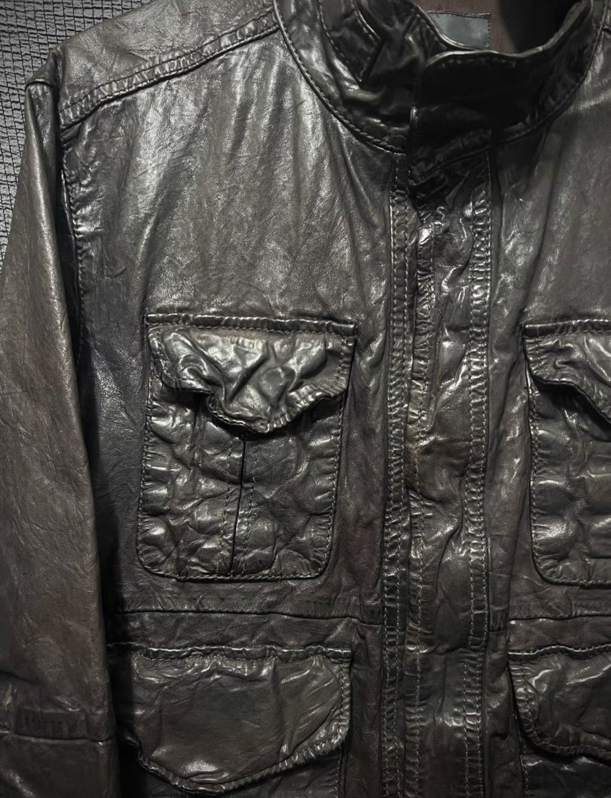 Japanese Brand Cathy Jane Avant-Garde Dark Brown Leather Army Jacket Size US M / EU 48-50 / 2 - 5 Thumbnail