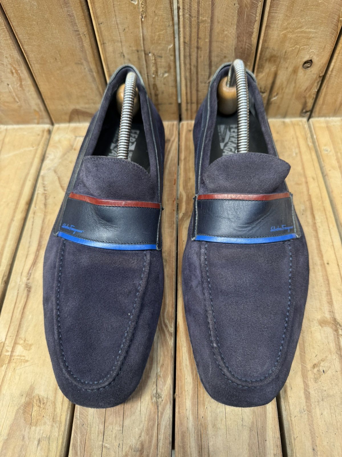 Salvatore Ferragamo Salvatore Ferragamo blue suede leather loafers EUR 42 EE Size US 8 / EU 41 - 5 Thumbnail