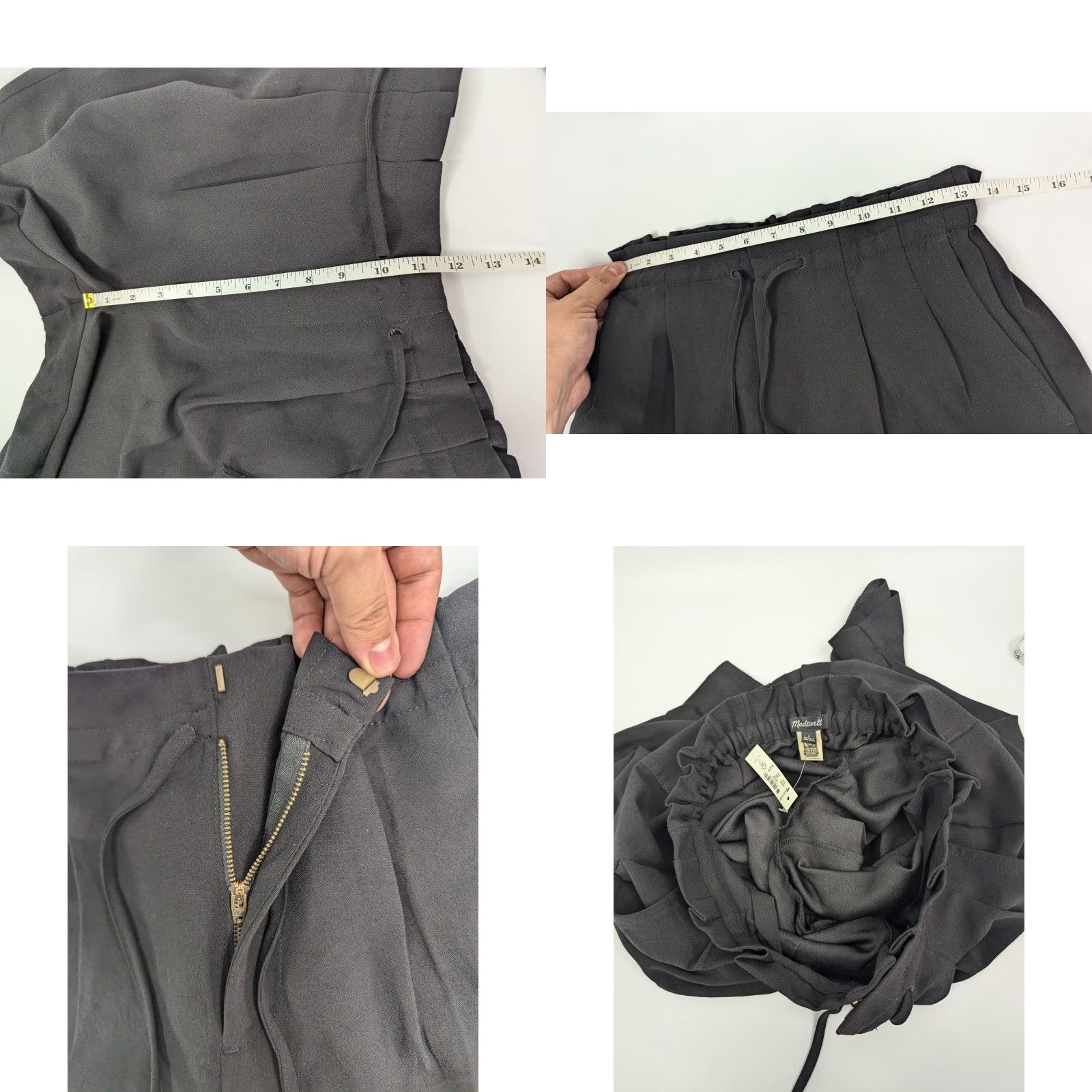 Madewell NWT Madewell Womens Pants Paperbag Drawstring Black Size 2 Tapered Elastic Waist Pockets MC990 Size 26" / US 2 / IT 38 - 8 Thumbnail