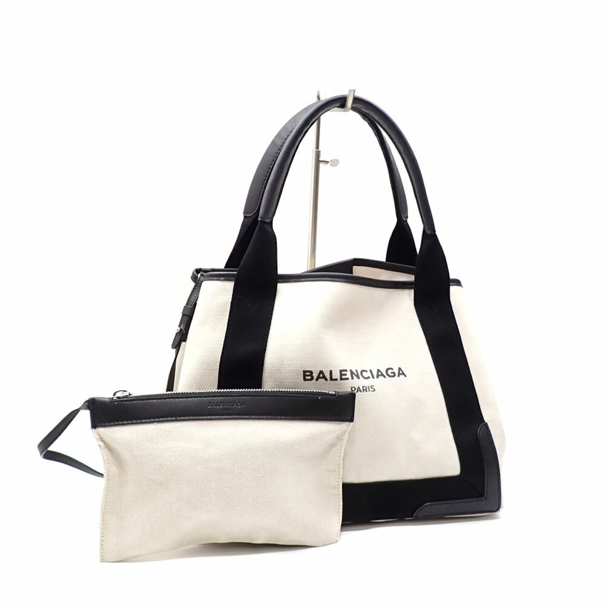 Balenciaga Tote Bag For Women, White, Canvas, Calf Leather, 339933, Hand, Women's