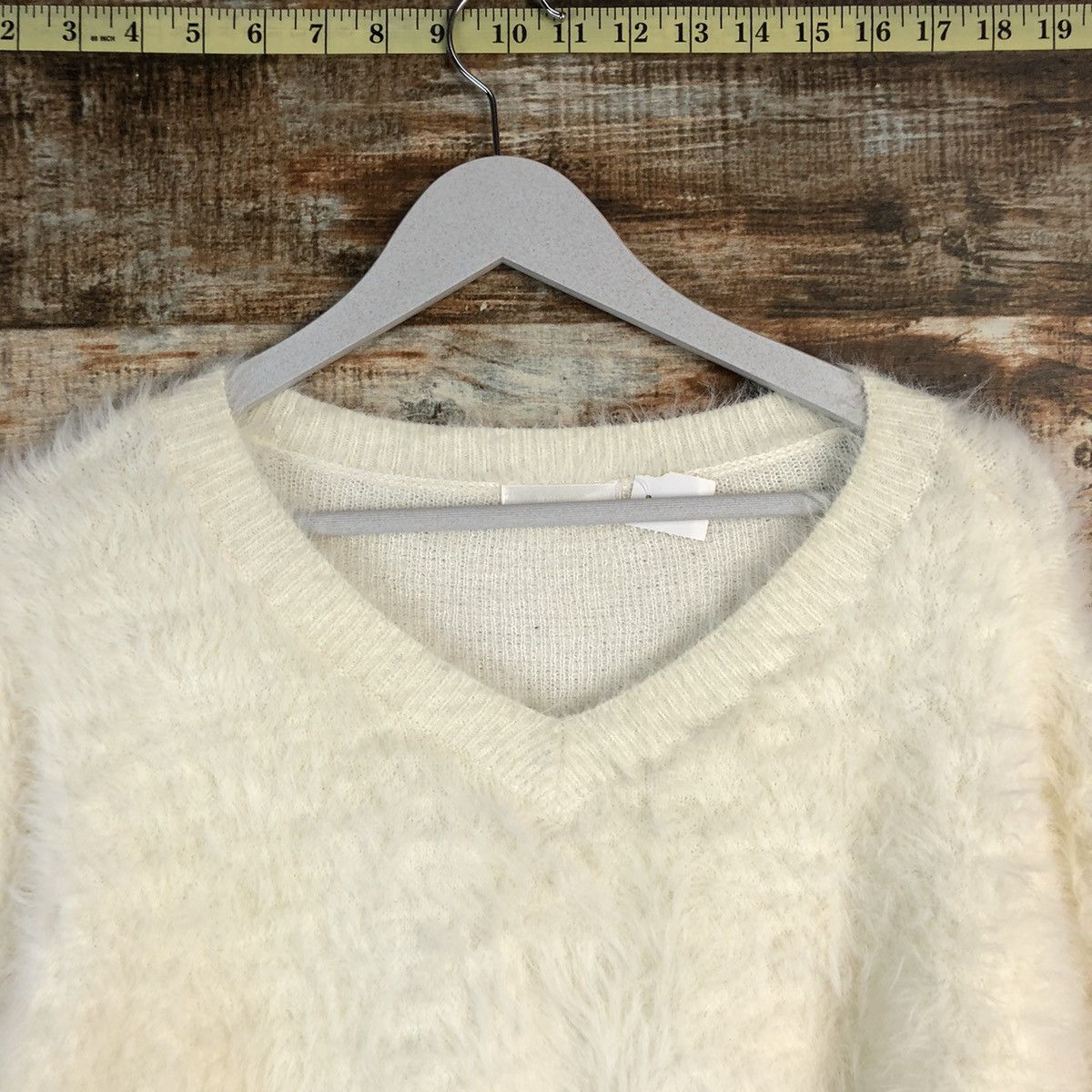 Homespun Knitwear DLL Dreskip White shaggy fur Mohair Knitwear #C231 Size US L / EU 52-54 / 3 - 4 Thumbnail
