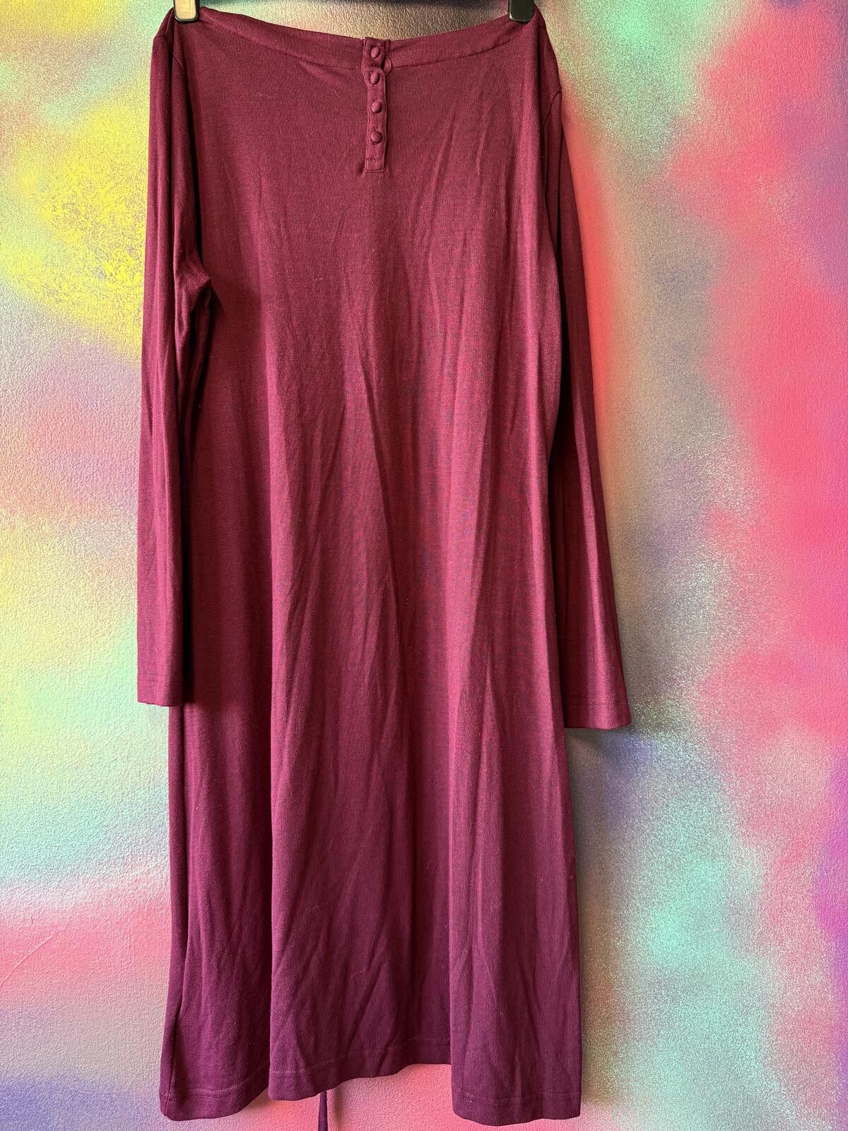 Other Weird Fish Maroon Burgundy Tie Neck Jersey Tunic Dress Size XL / US 12-14 / IT 48-50 - 1 Thumbnail